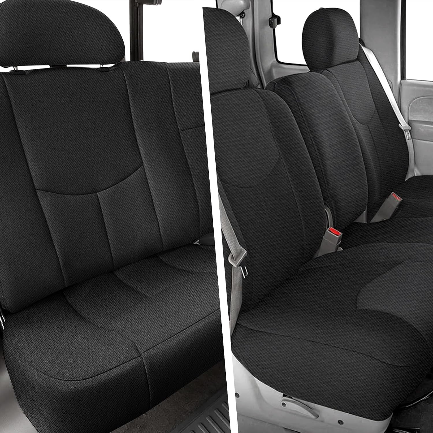 Covelta Front & Rear Seat Covers for 1999–2006 Chevy Silverado 1500 & GMC Sierra 1500（Black 