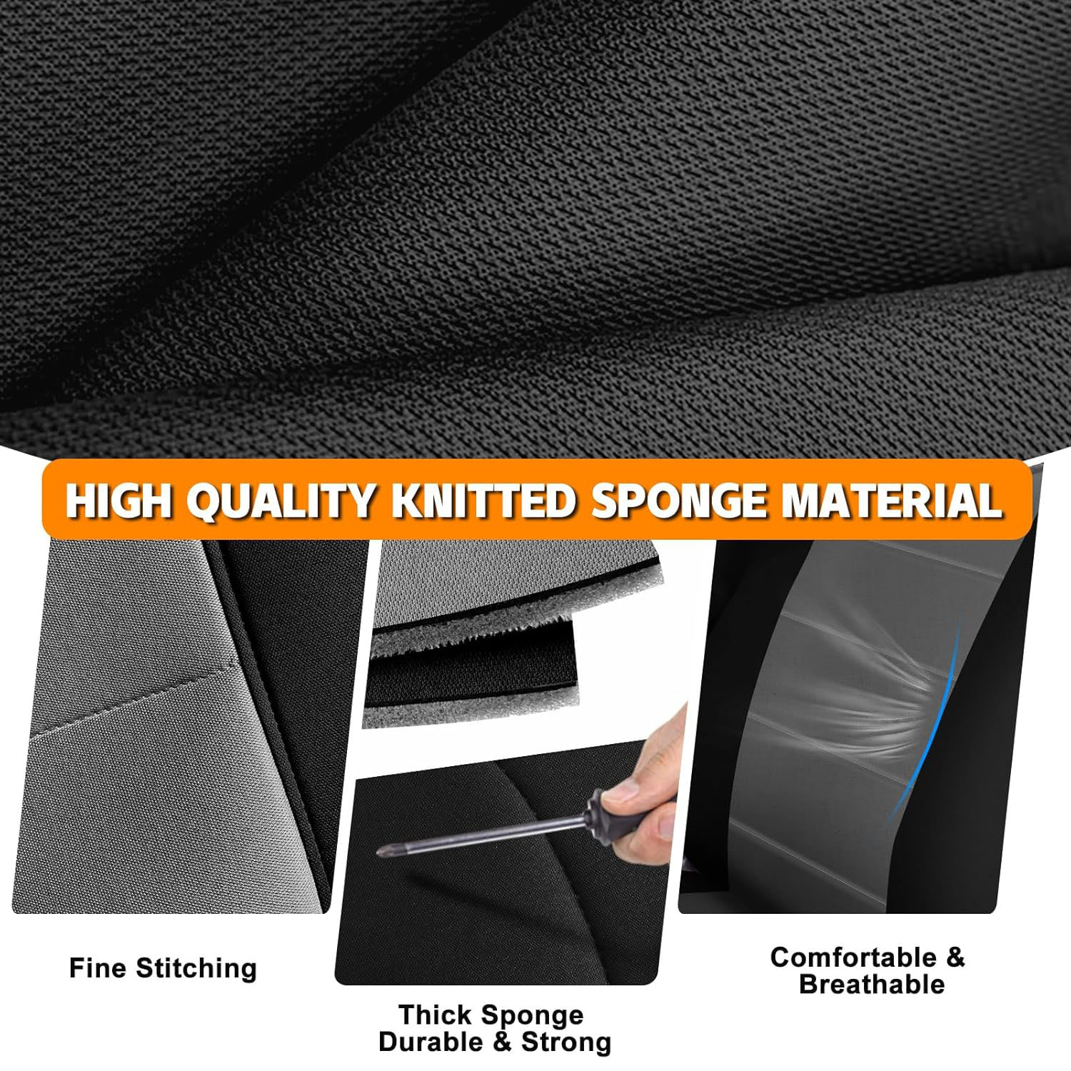 Covelta Front & Rear Seat Covers for 1999–2006 Chevy Silverado 1500 & GMC Sierra 1500（Black 