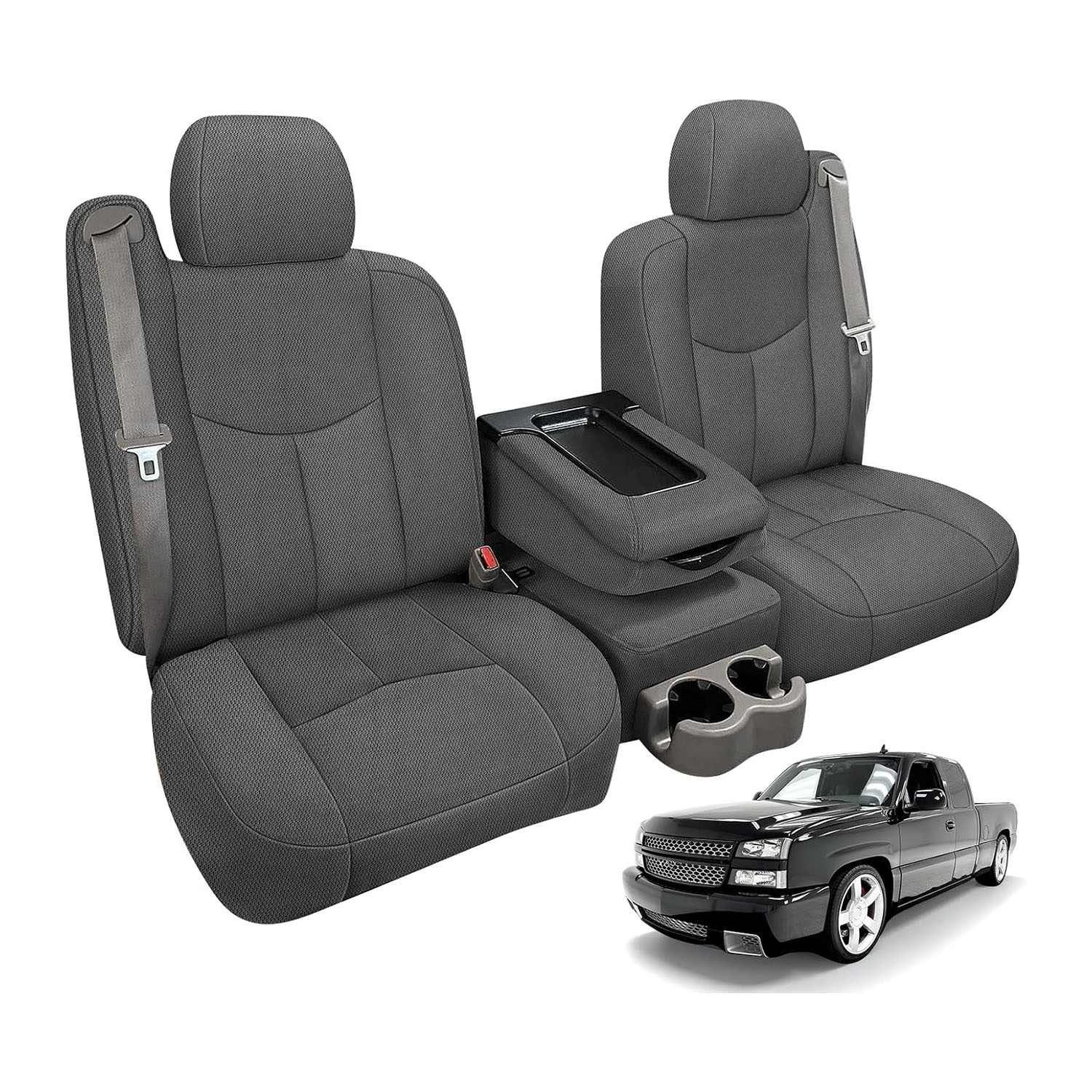 Covelta Front Seat Covers for 1999–2006 Chevy Silverado 1500 & GMC Sierra 1500（Gray）