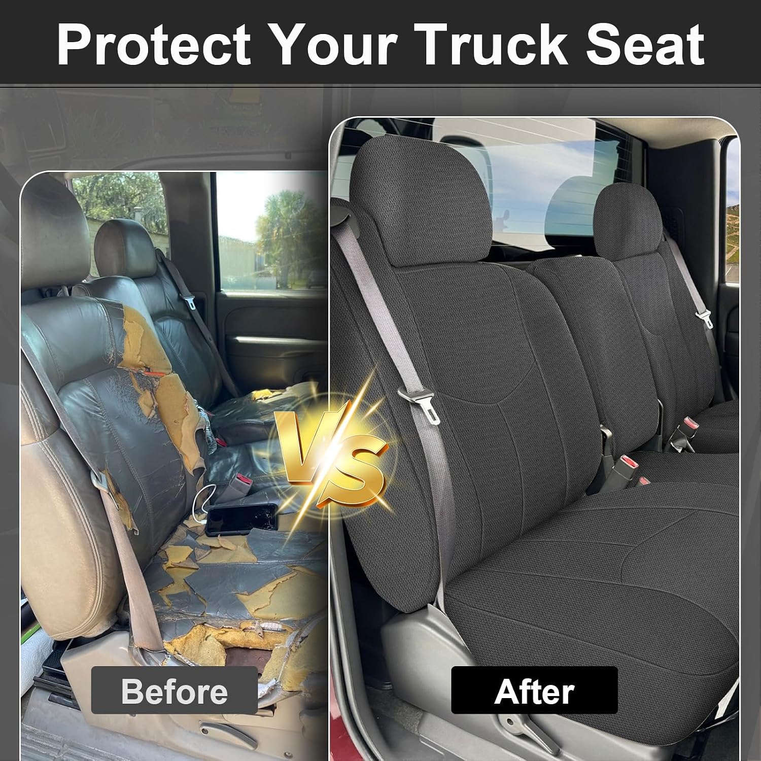 Covelta Front Seat Covers for 1999–2006 Chevy Silverado 1500 & GMC Sierra 1500（Gray）