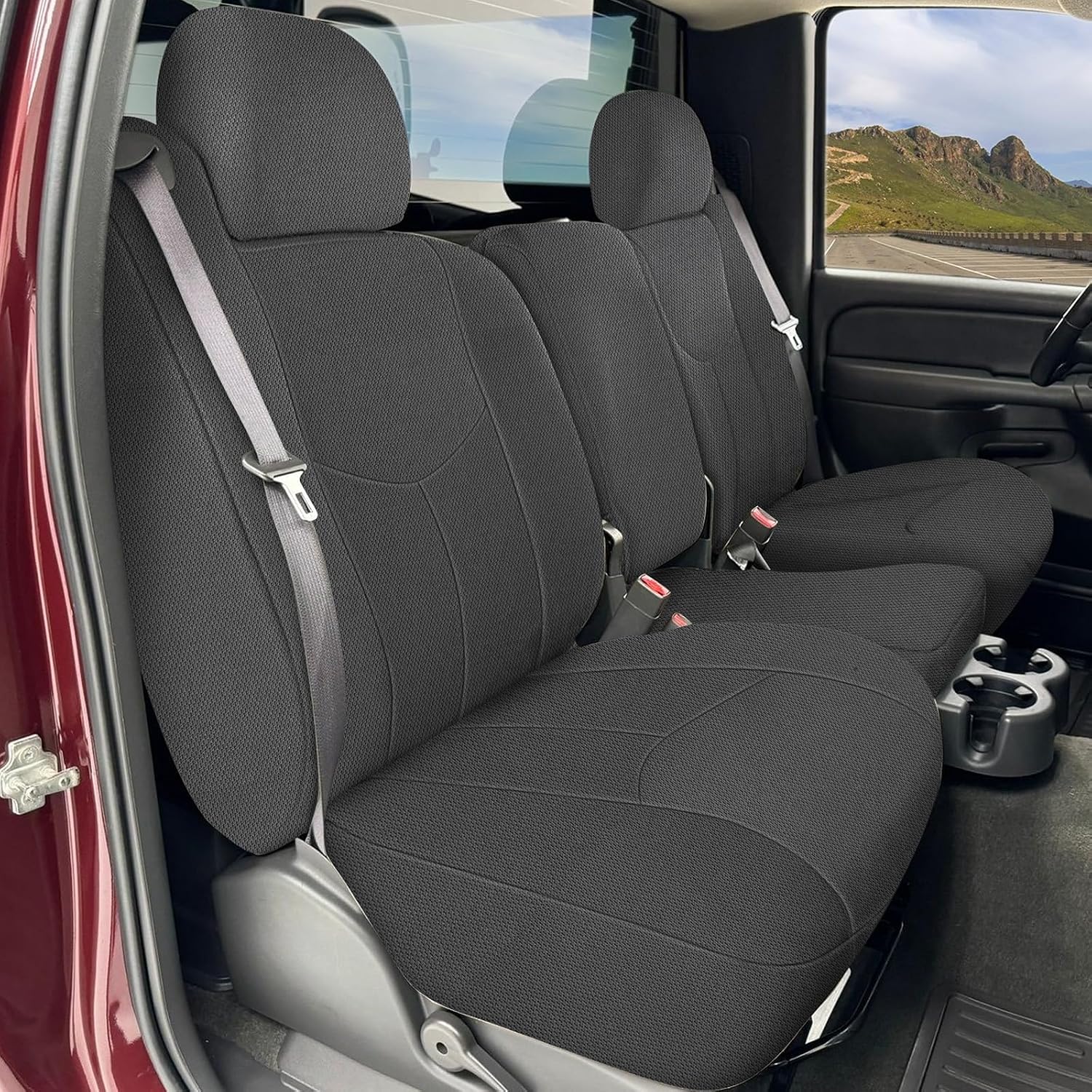 Covelta Front Seat Covers for 1999–2006 Chevy Silverado 1500 & GMC Sierra 1500（Gray）