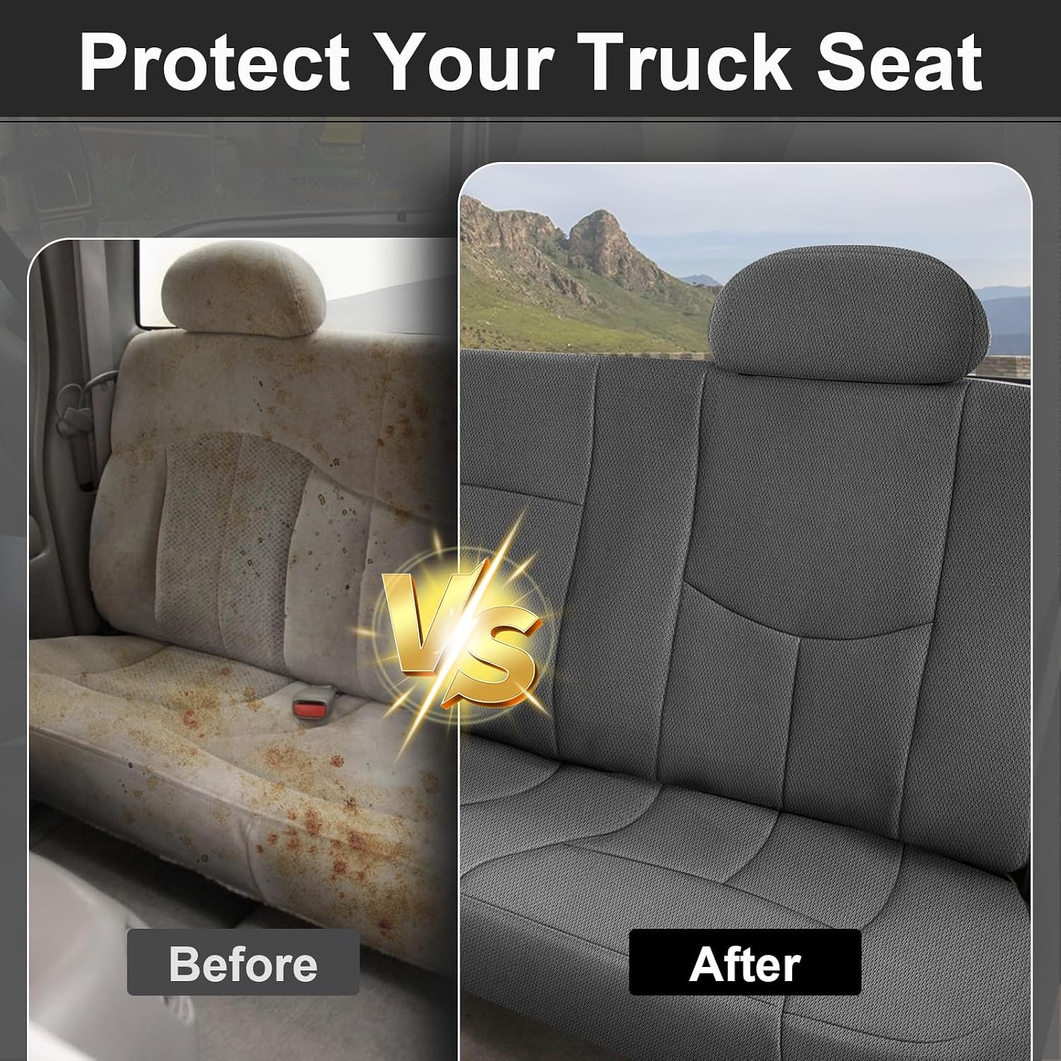 Covelta Rear Bench Seat Cover Replacement for 1999–2006 Chevy Silverado 1500 / GMC Sierra 1500（Gray）