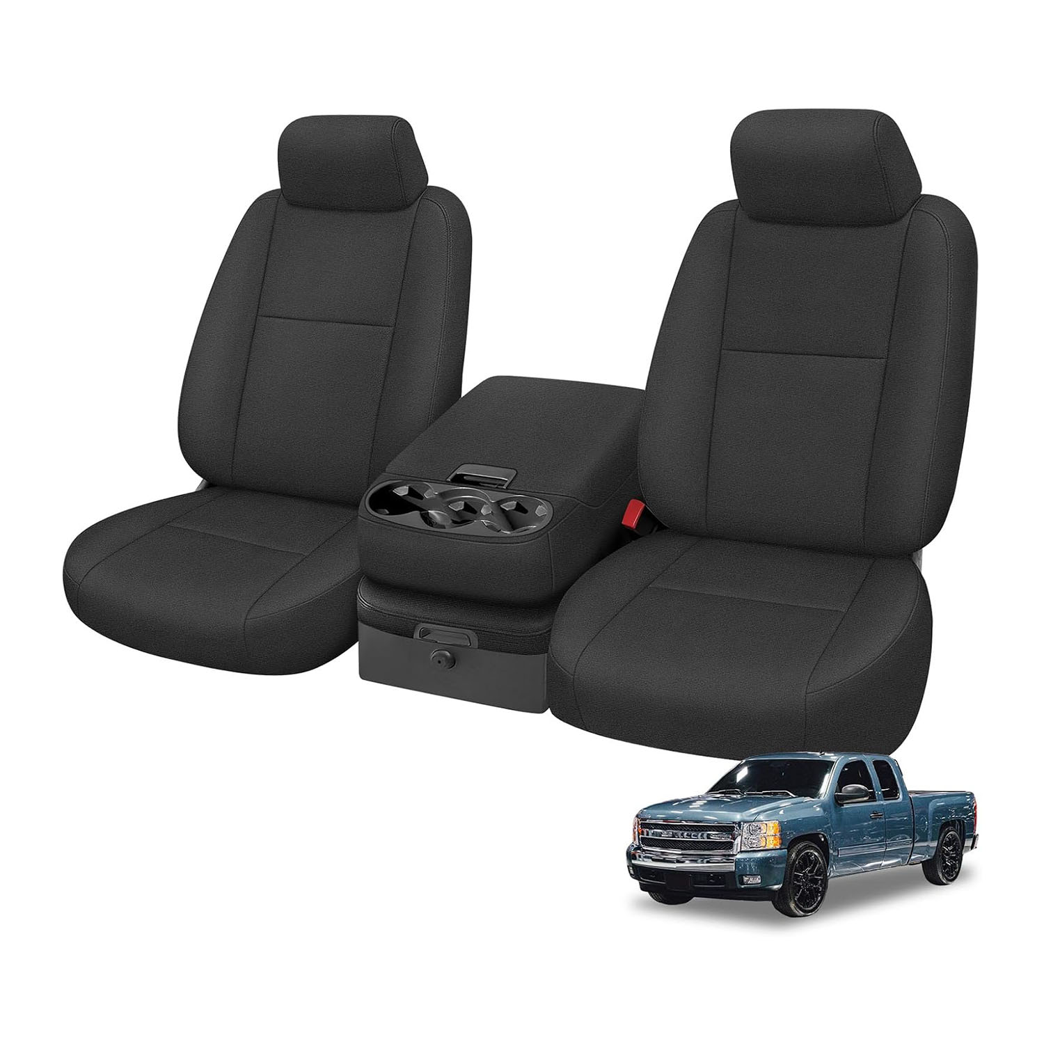 Covelta Front Seat Cover Replacement for 2007–2013 Chevy Silverado 1500 / 2500HD & GMC Sierra 1500 / 2500HD（Black）