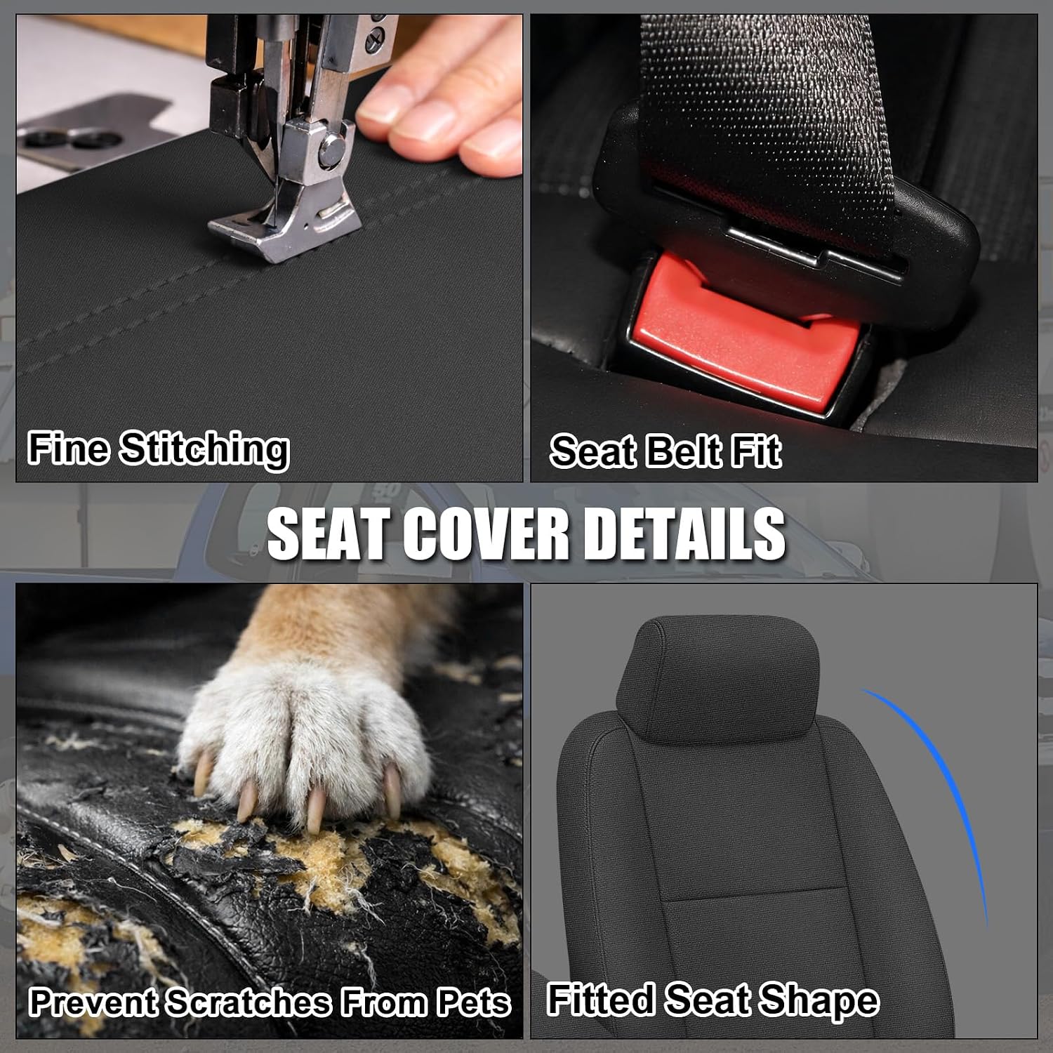 Covelta Front Seat Cover Replacement for 2007–2013 Chevy Silverado 1500 / 2500HD & GMC Sierra 1500 / 2500HD（Black）