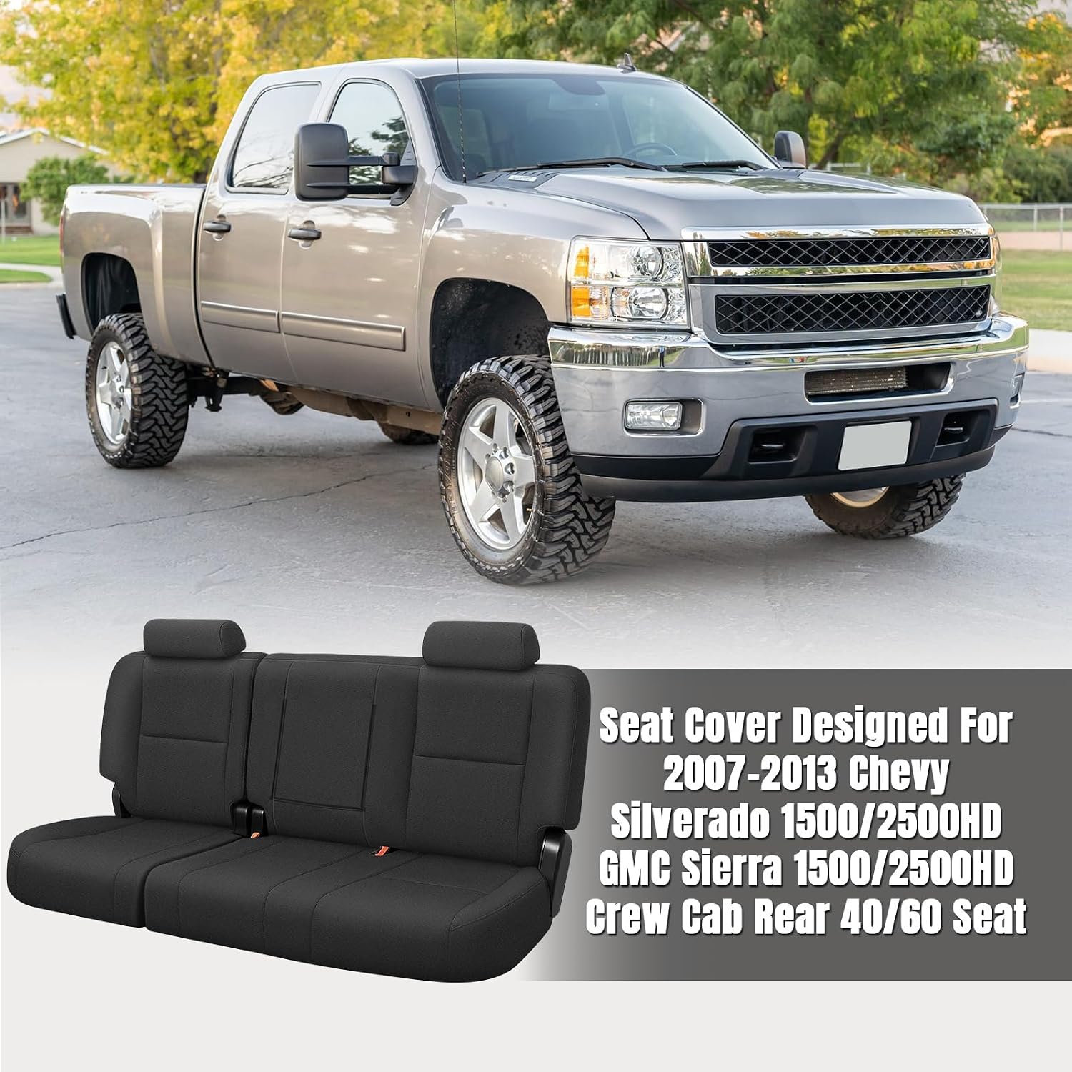 [Copy]Covelta Front Seat Cover Replacement for 2007–2013 Chevy Silverado 1500 / 2500HD & GMC Sierra 1500 / 2500HD（Gray）