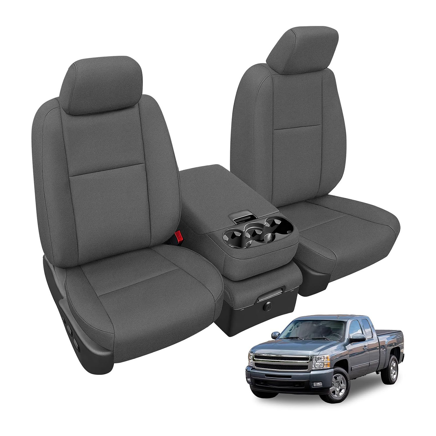 Covelta Front Seat Cover Replacement for 2007–2013 Chevy Silverado 1500 / 2500HD & GMC Sierra 1500 / 2500HD（Gray）