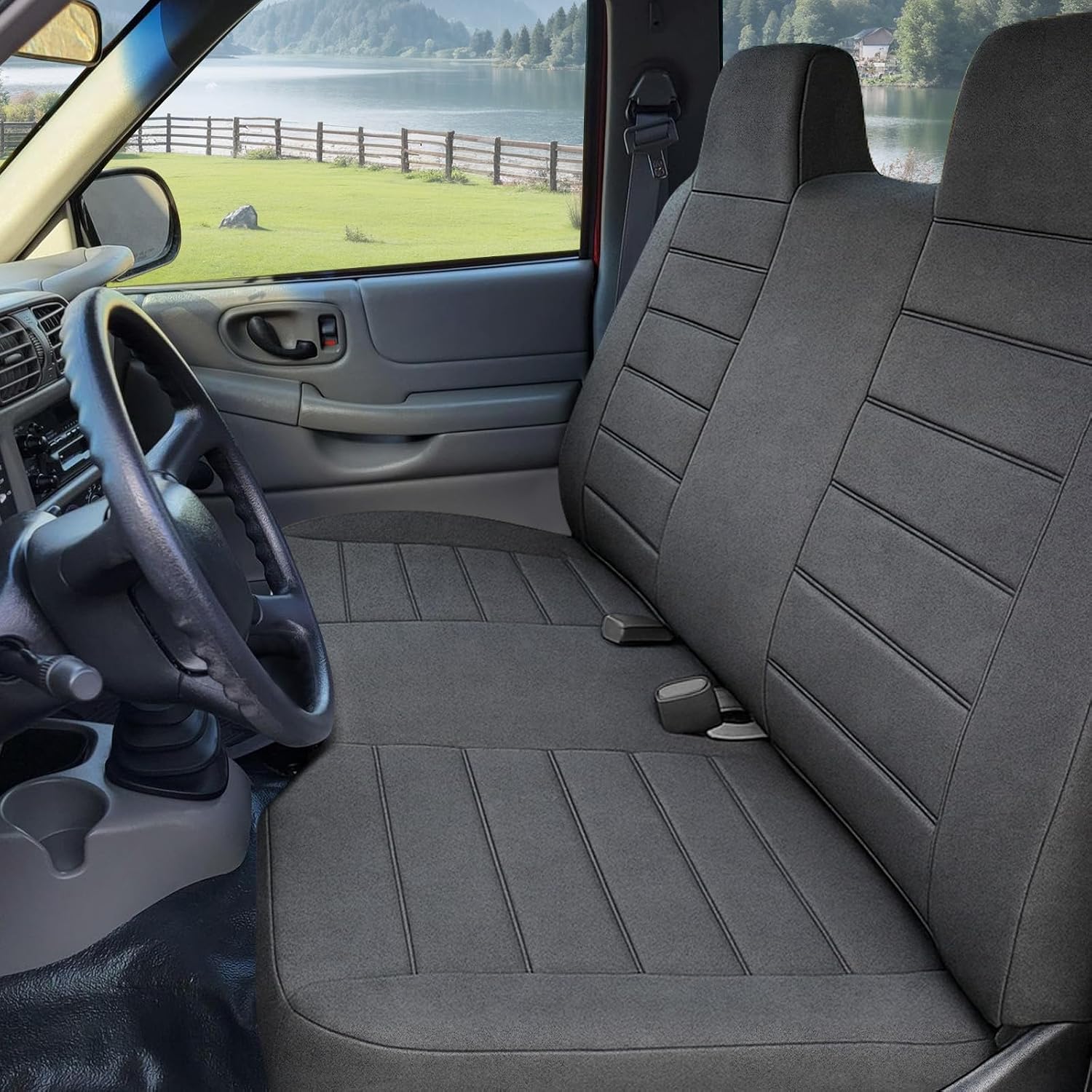 Covelta Front Bench Seat Cover for 1991-1997 Chevy S10 GMC Sonoma S15 (Gray)