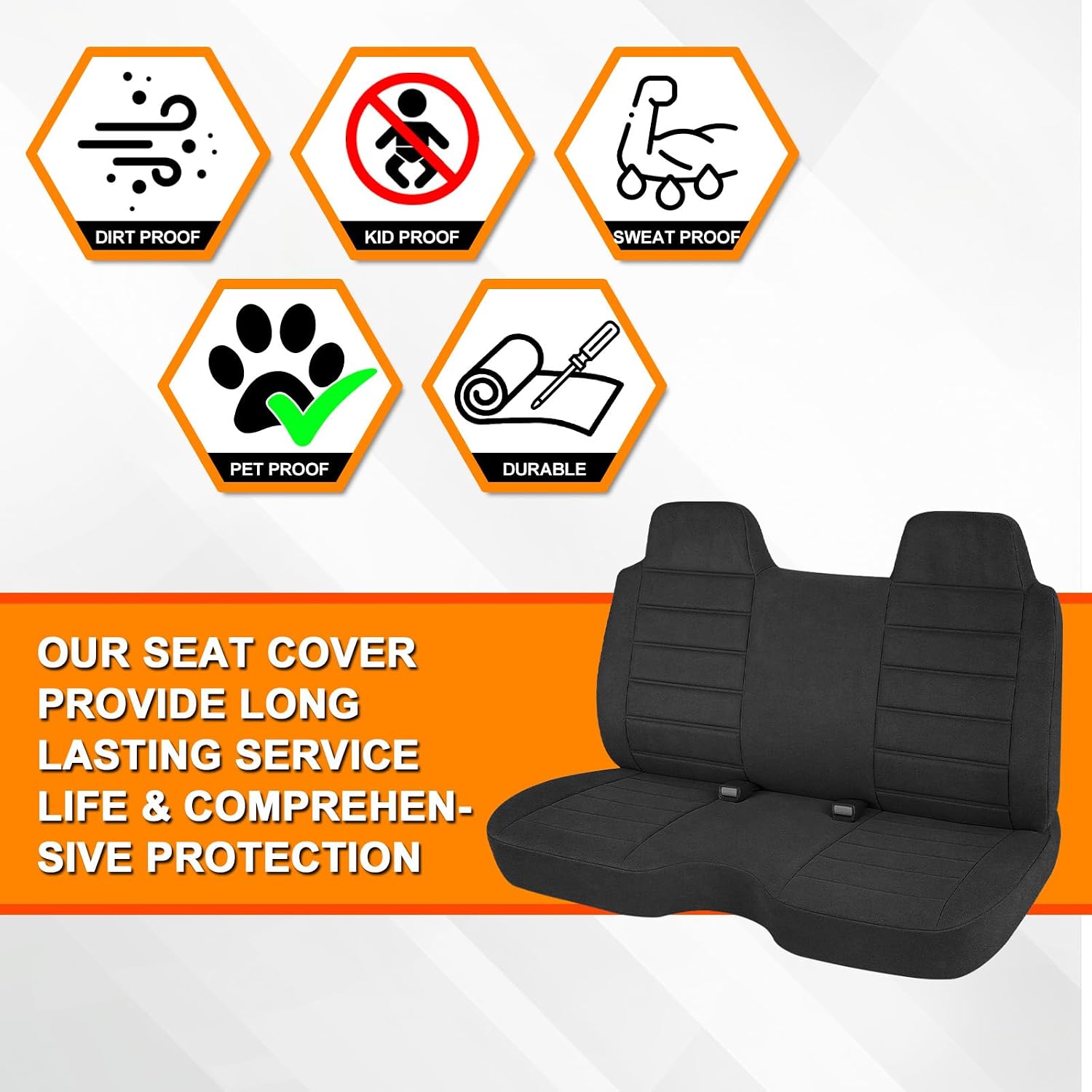 Covelta Front Bench Seat Cover for 1991-1997 Chevy S10 GMC Sonoma S15 (Black)