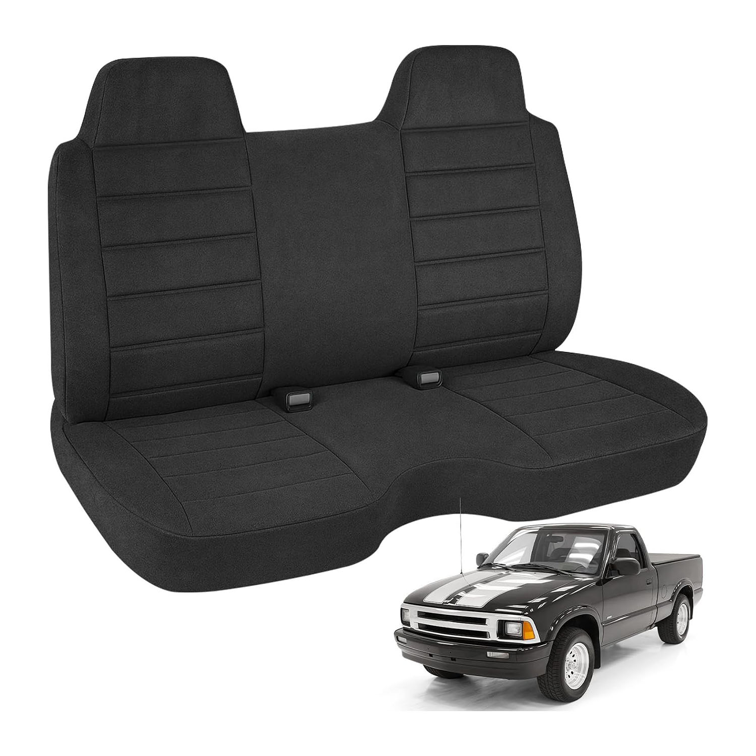 Covelta Front Bench Seat Cover for 1991-1997 Chevy S10 GMC Sonoma S15 (Black)
