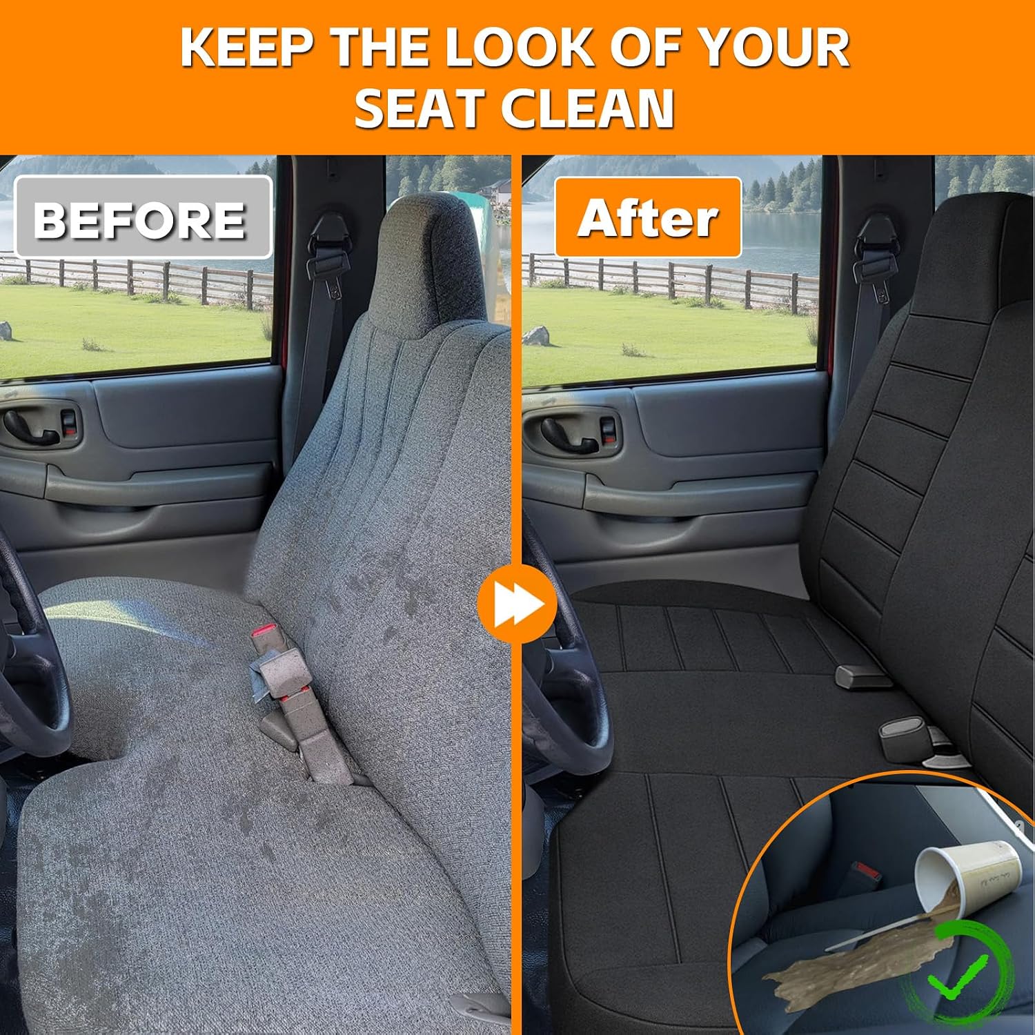 Covelta Front Bench Seat Cover for 1991-1997 Chevy S10 GMC Sonoma S15 (Black)