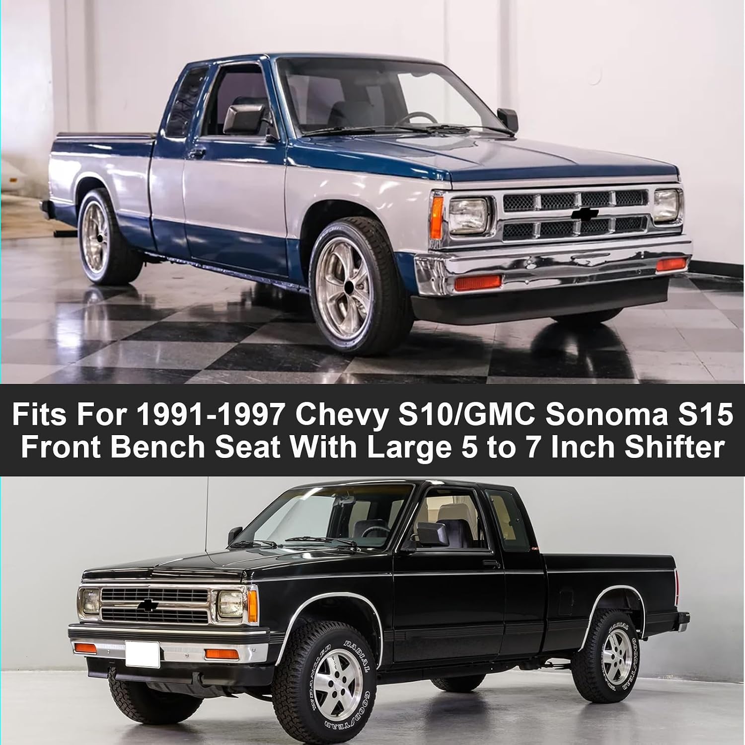 Covelta Front Bench Seat Cover for 1991-1997 Chevy S10 GMC Sonoma S15 (Black&Gray)