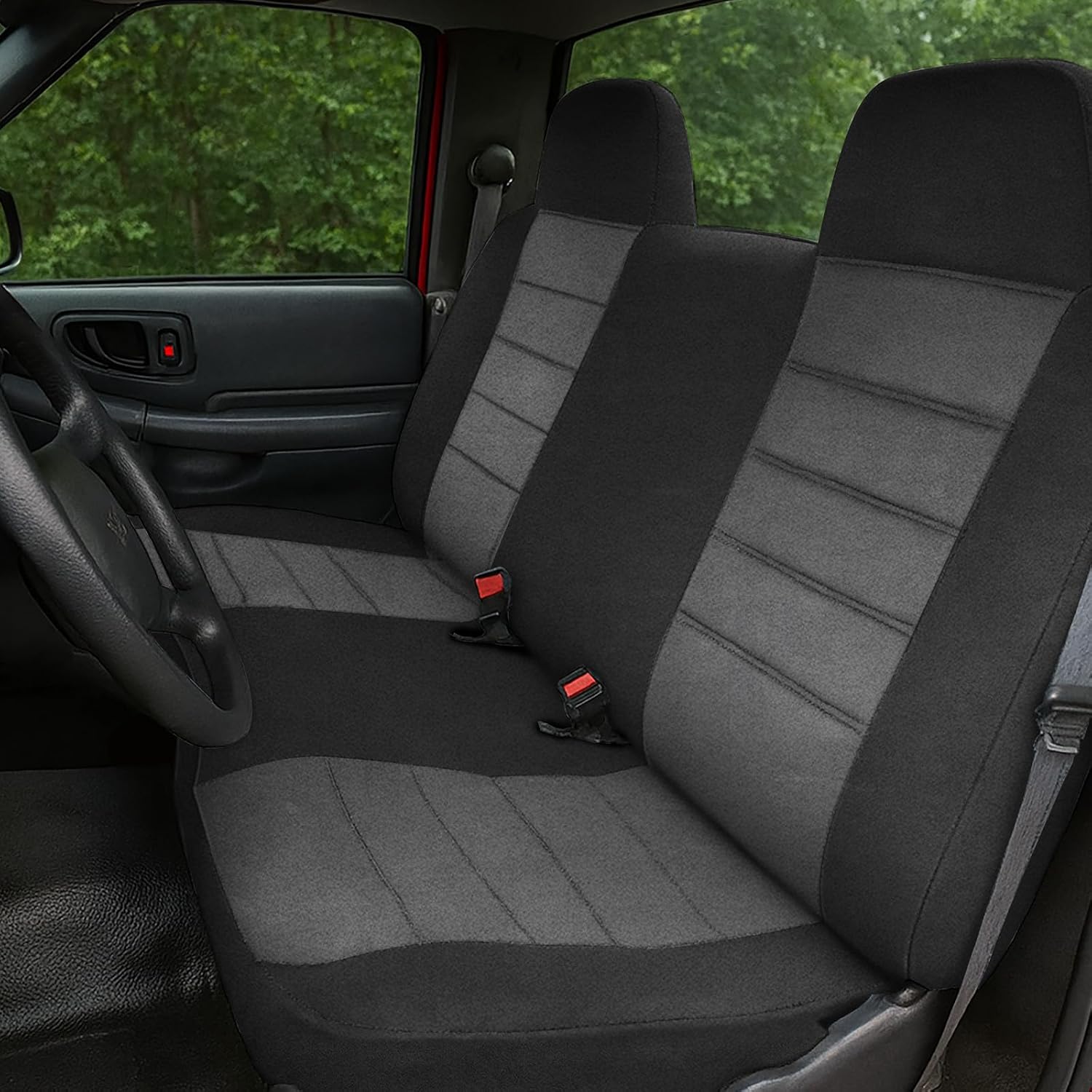 Covelta Front Bench Seat Cover for 1991-1997 Chevy S10 GMC Sonoma S15 (Black&Gray)
