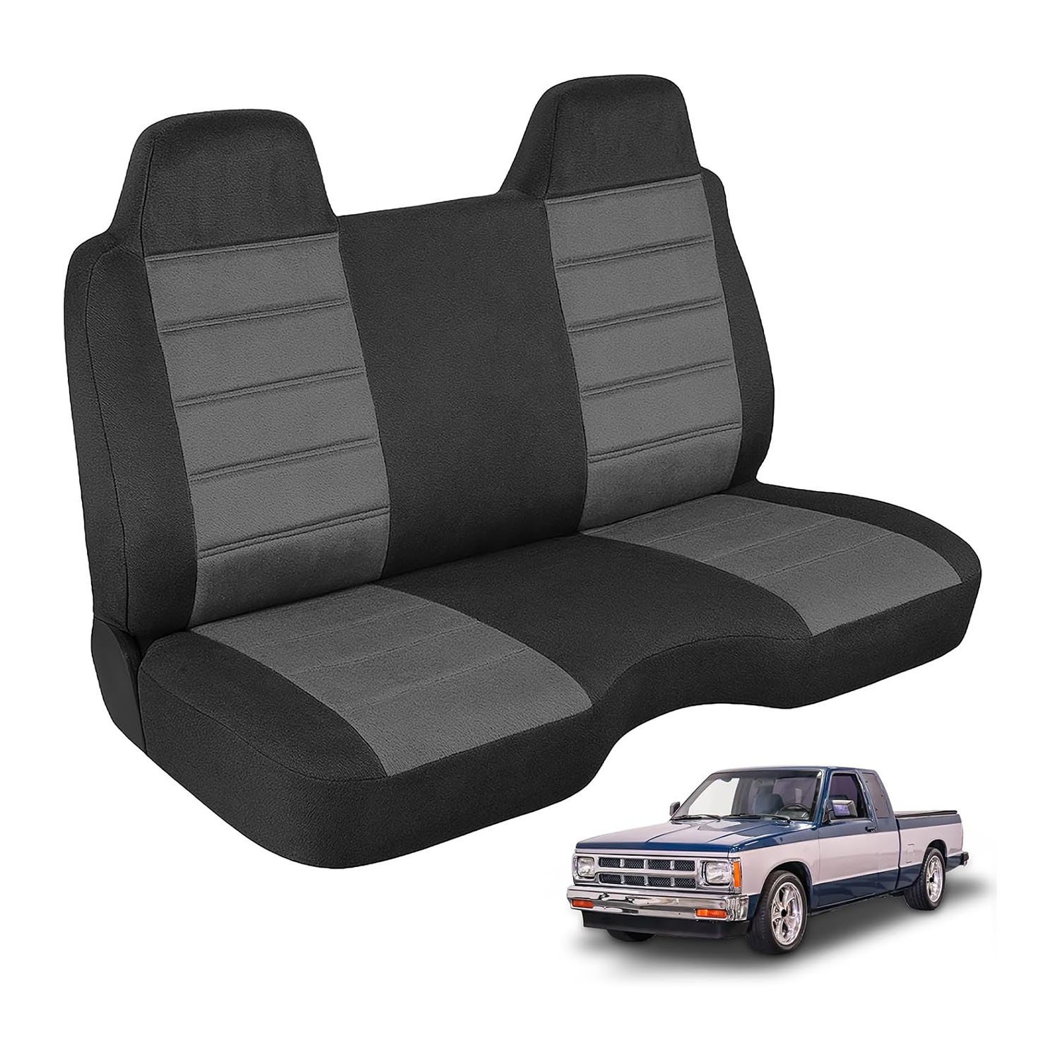 Covelta Front Bench Seat Cover for 1991-1997 Chevy S10 GMC Sonoma S15 (Black&Gray)