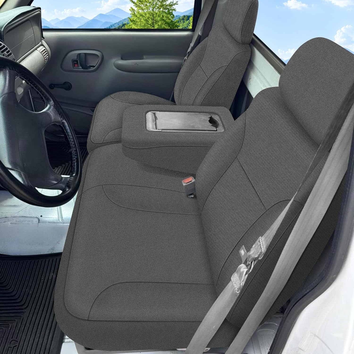 Covelta Front Seat Covers Replace for 1995-2000 Chevy Silverado/Suburban/Tahoe and GMC Sierra/Yukon (Gray)