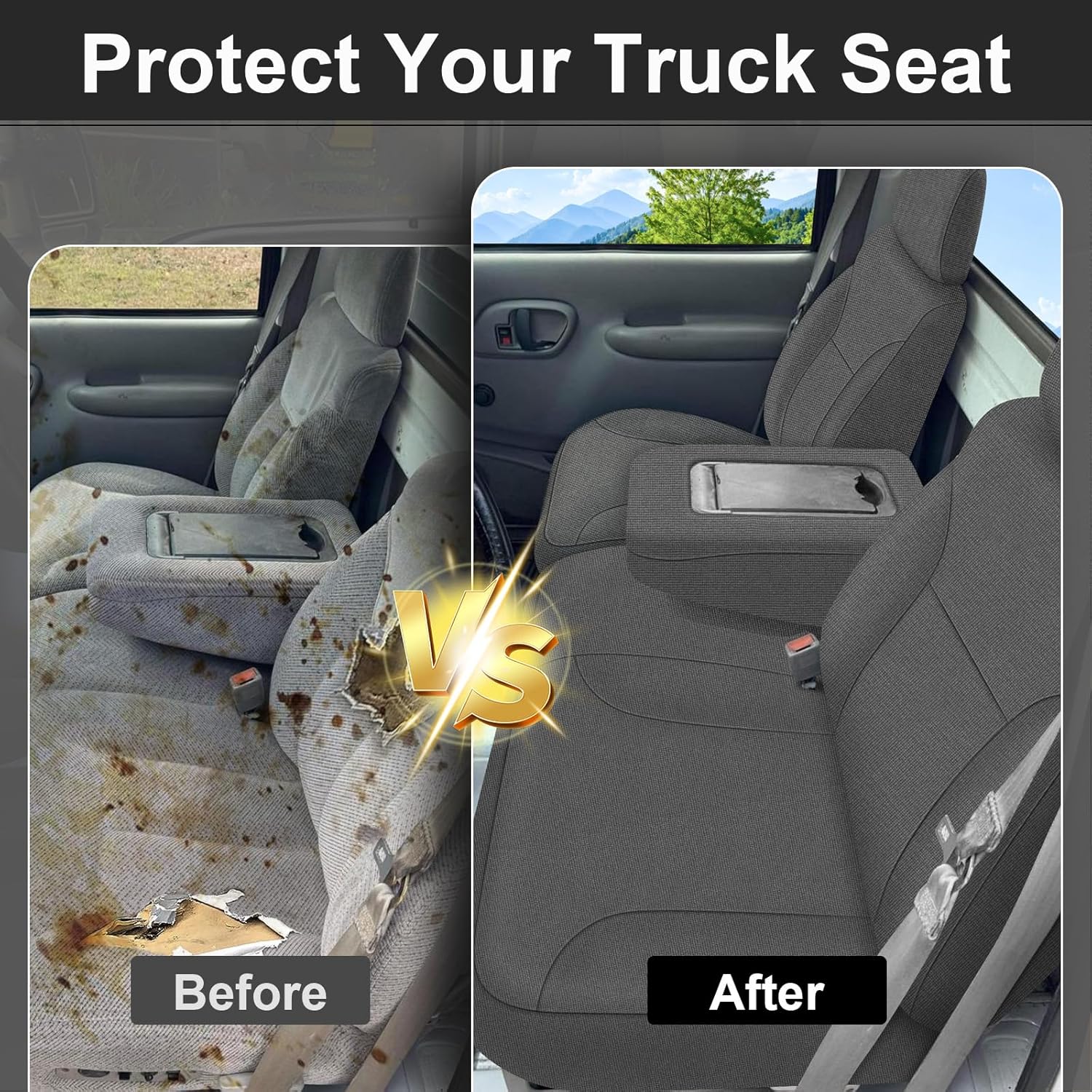 Covelta Front Seat Covers Replace for 1995-2000 Chevy Silverado/Suburban/Tahoe and GMC Sierra/Yukon (Gray)