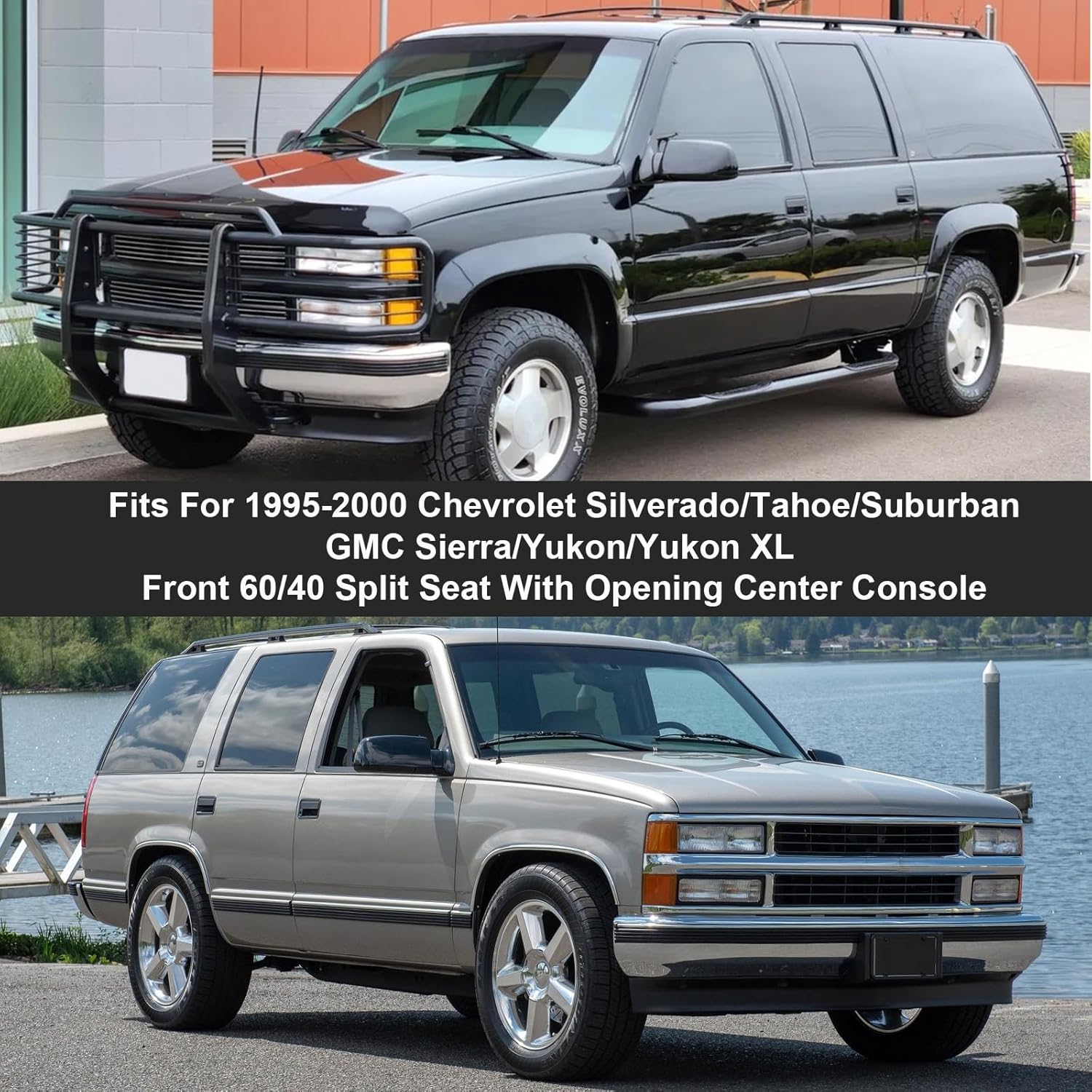 Covelta Front Seat Covers Replace for 1995-2000 Chevy Silverado/Suburban/Tahoe and GMC Sierra/Yukon (Gray)