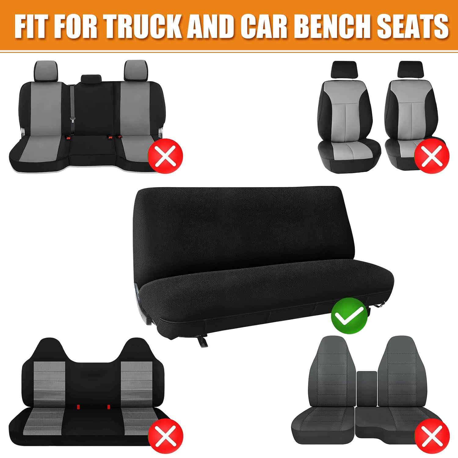 Covelta Front Universal Bench Seat Cover for Truck & Car（Black）