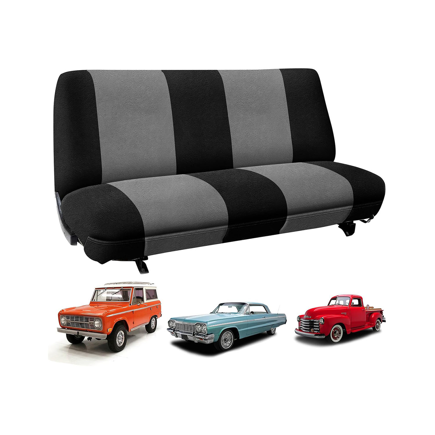 Covelta Front Universal Truck Bench Seat Cover for Pickup Trucks & Cars（Black & gray）