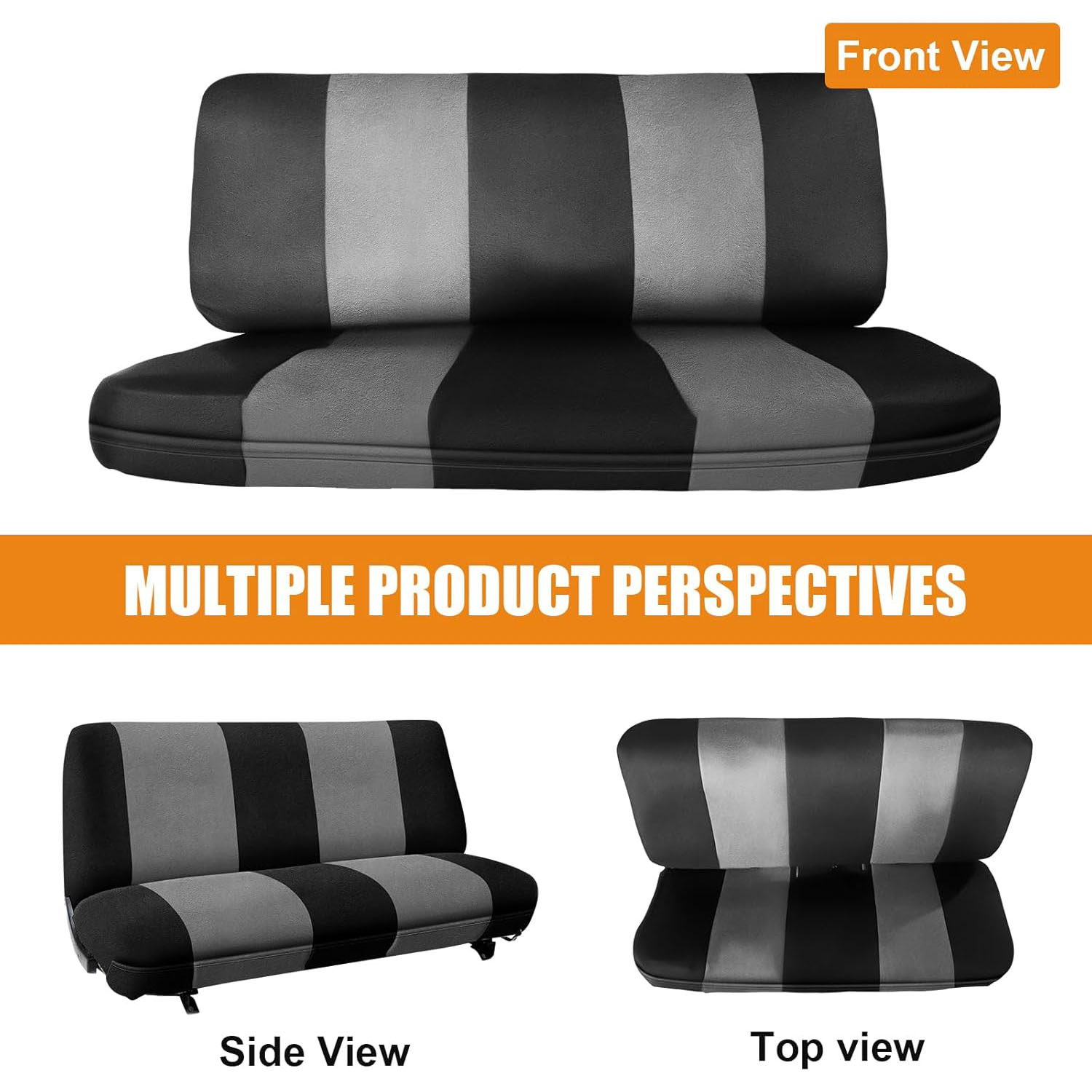 Covelta Front Universal Truck Bench Seat Cover for Pickup Trucks & Cars（Black & gray）