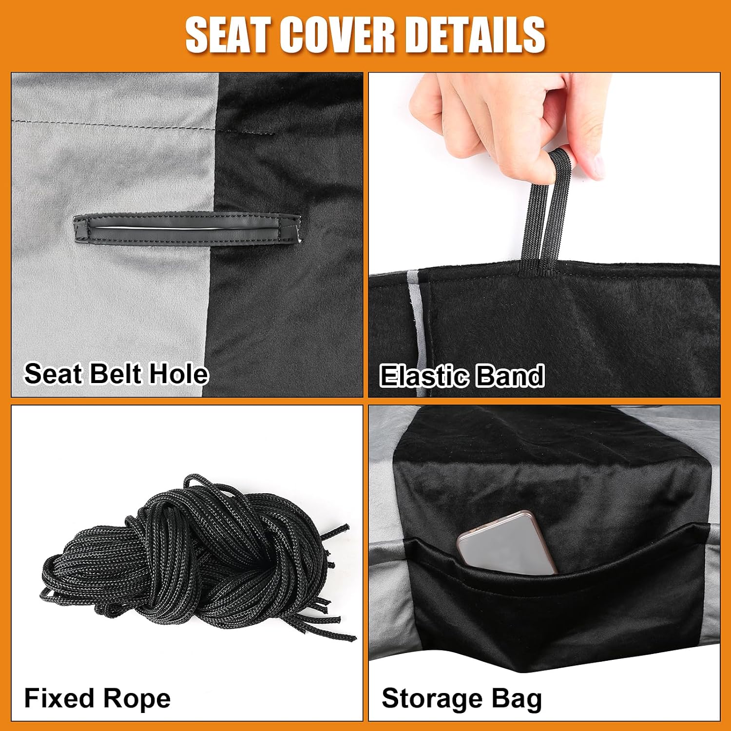 Covelta Front Universal Truck Bench Seat Cover for Pickup Trucks & Cars（Black & gray）