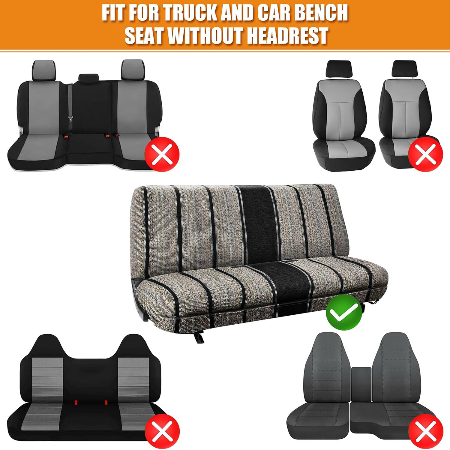 Covelta Front Universal Truck Bench Seat Cover for Pickup Trucks & Cars（Black）