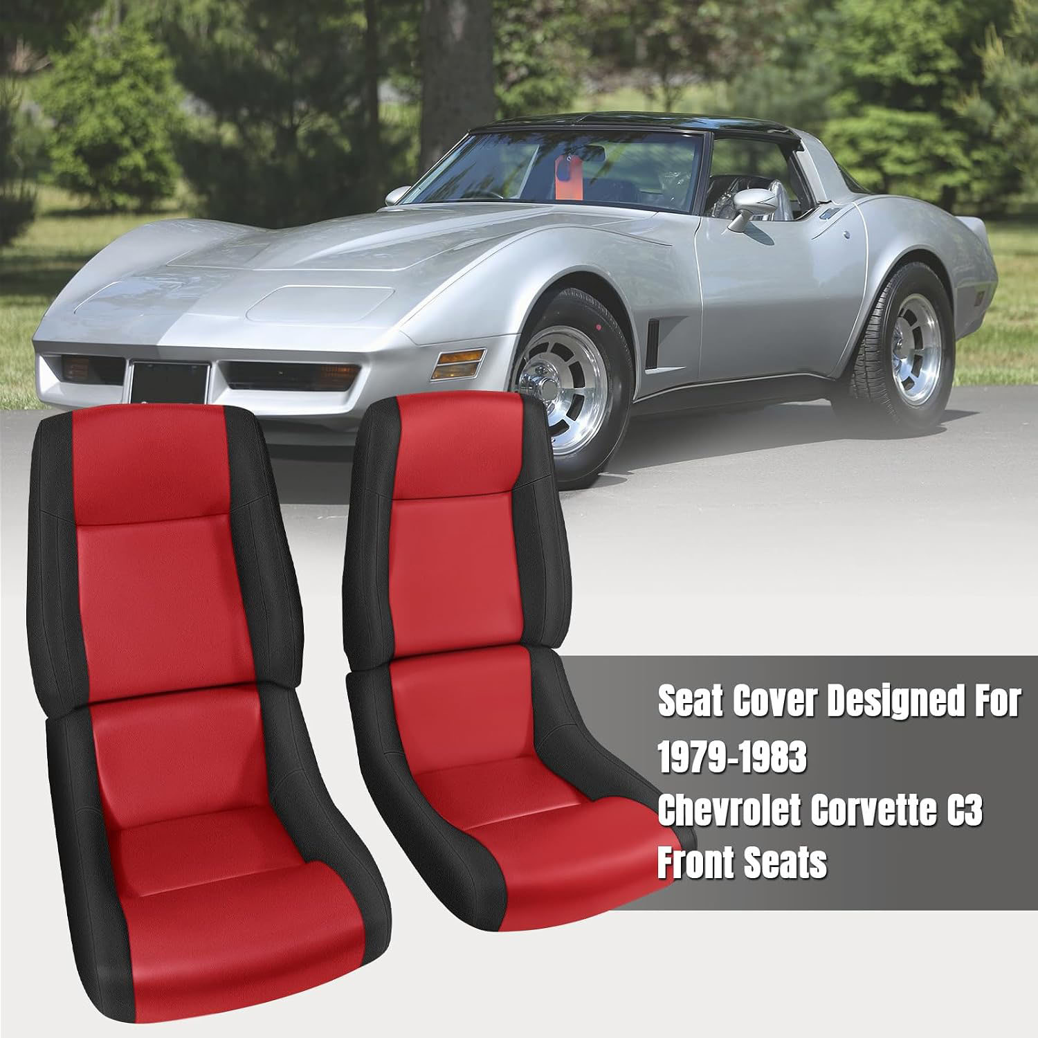 Covelta Front Seat Covers Replace for 1979-1983 Chevy Corvette C3
