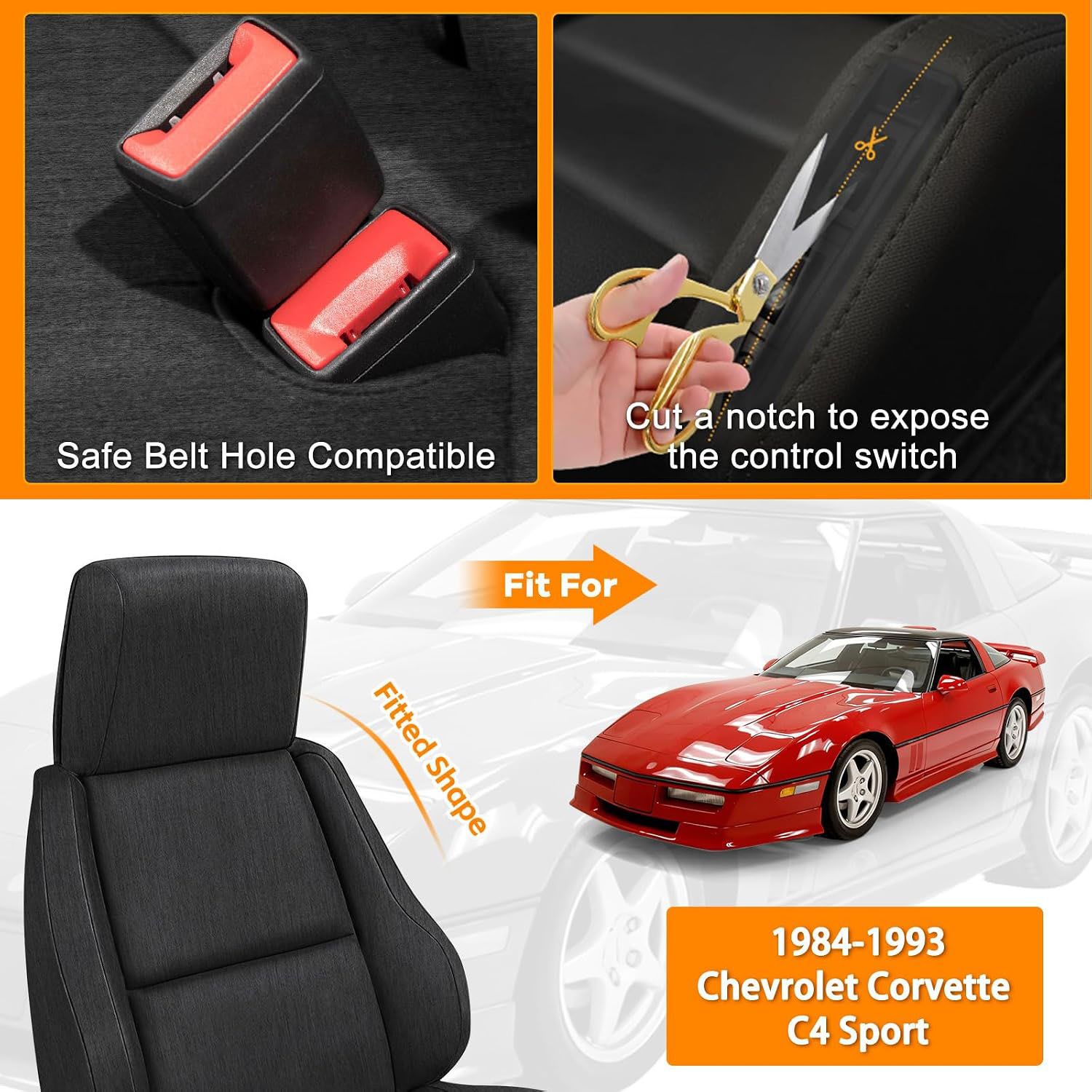 Covelta Front Seat Covers Replacement for 1984-1993 Chevy Corvette C4 Sport (Cationic linen)