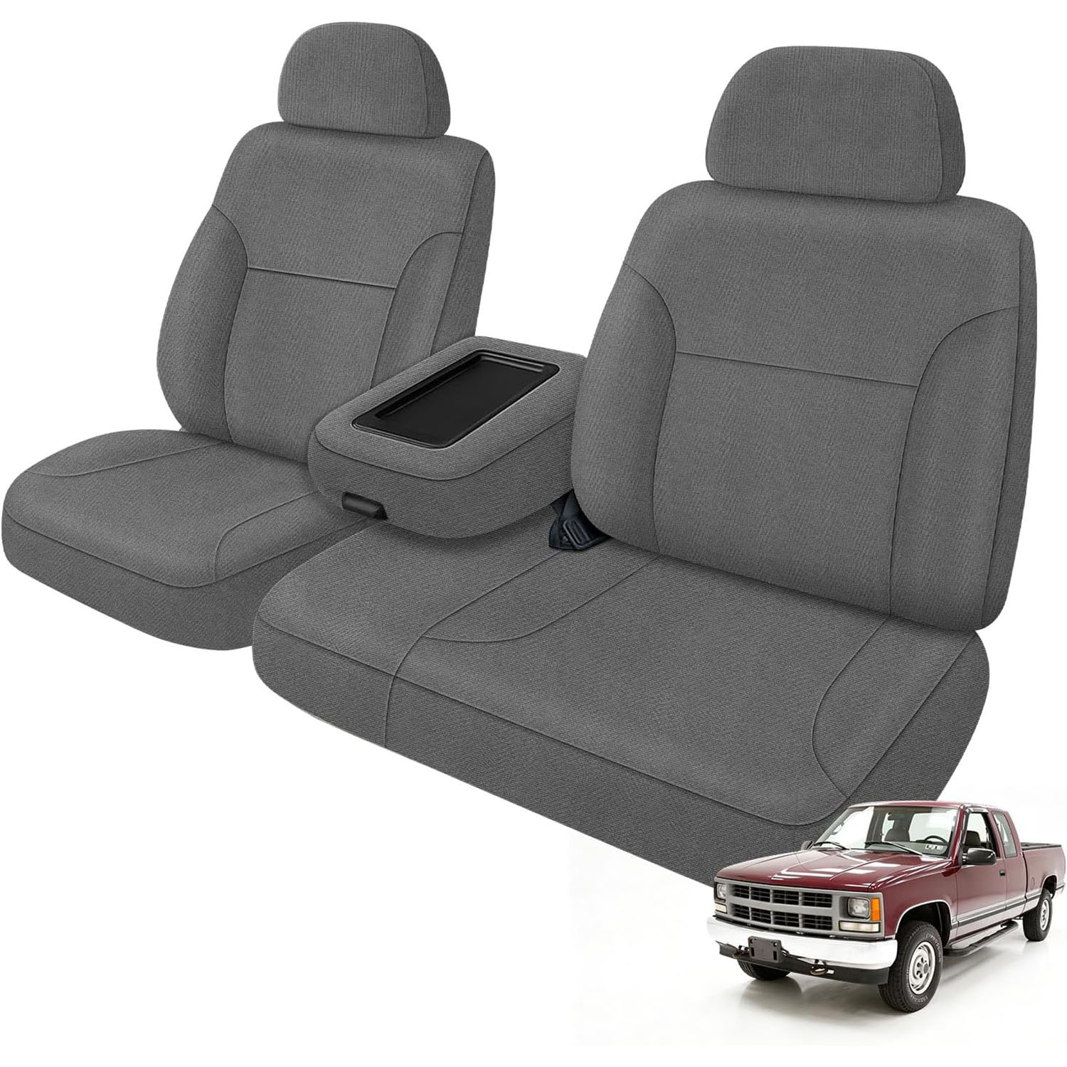 Covelta Front Seat Covers Compatible with 1995-2000 Chevy Silverado/Suburban, GMC Sierra/Tahoe/Yukon (Charcoal)
