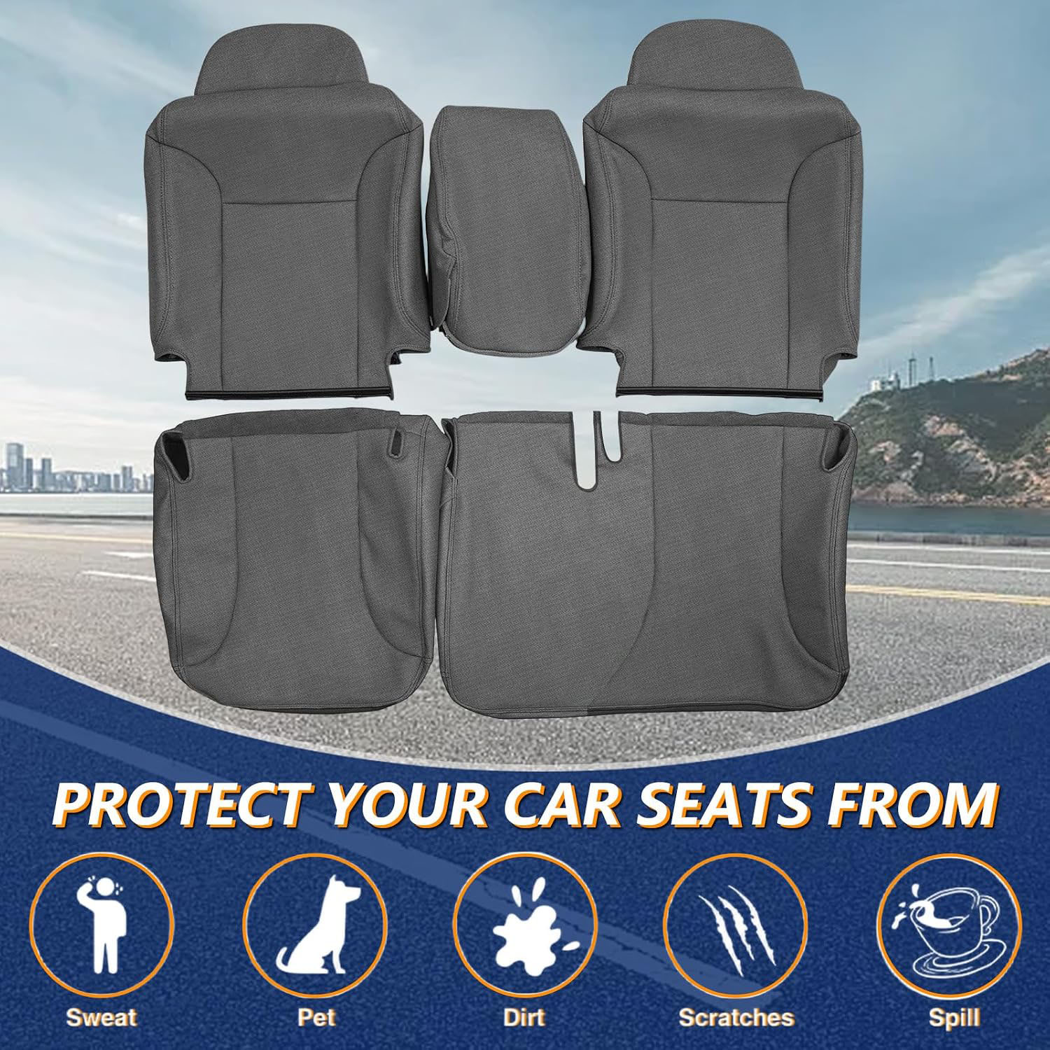Covelta Front Seat Covers Compatible with 1995-2000 Chevy Silverado/Suburban, GMC Sierra/Tahoe/Yukon (Charcoal)