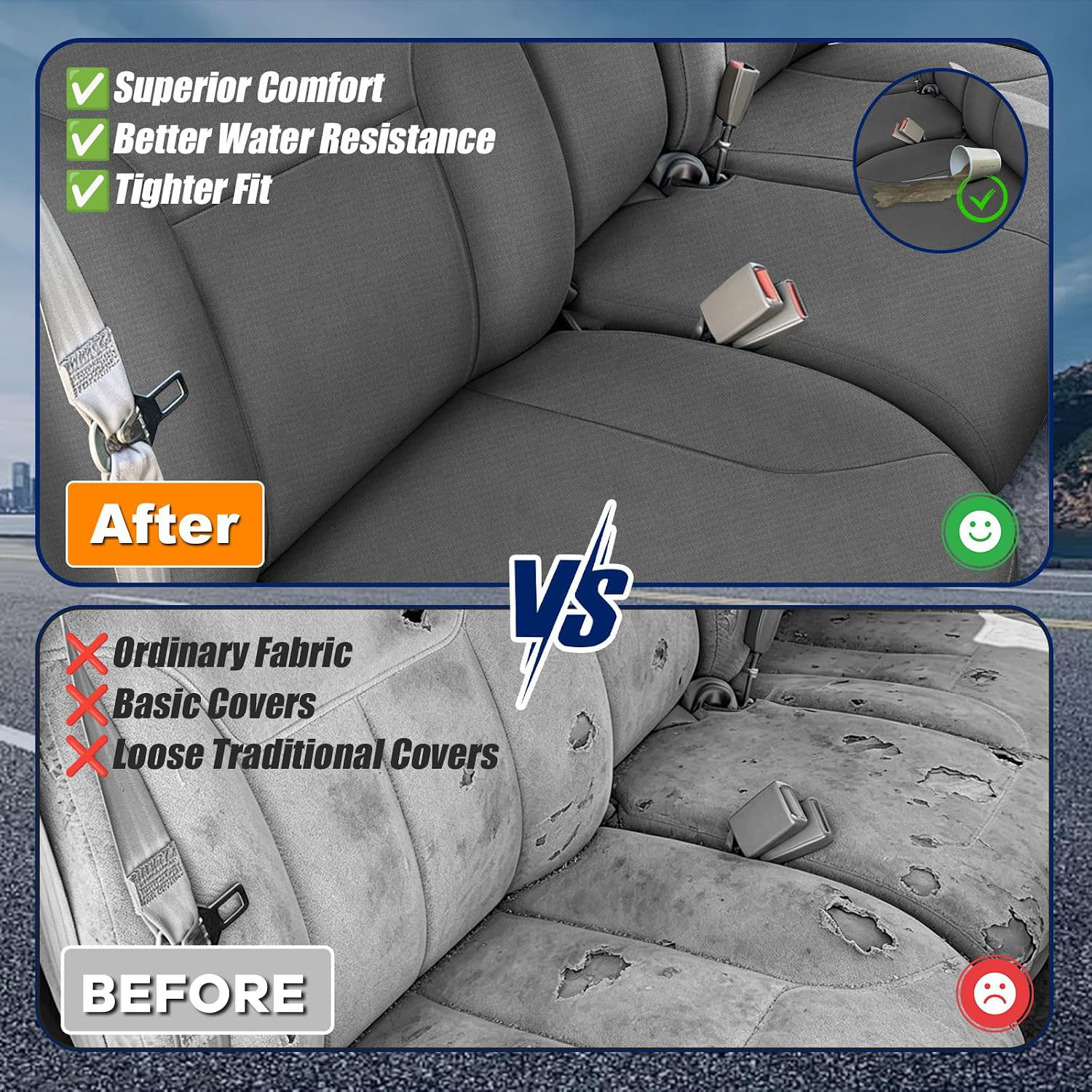 Covelta Front Seat Covers Compatible with 1995-2000 Chevy Silverado/Suburban, GMC Sierra/Tahoe/Yukon (Charcoal)