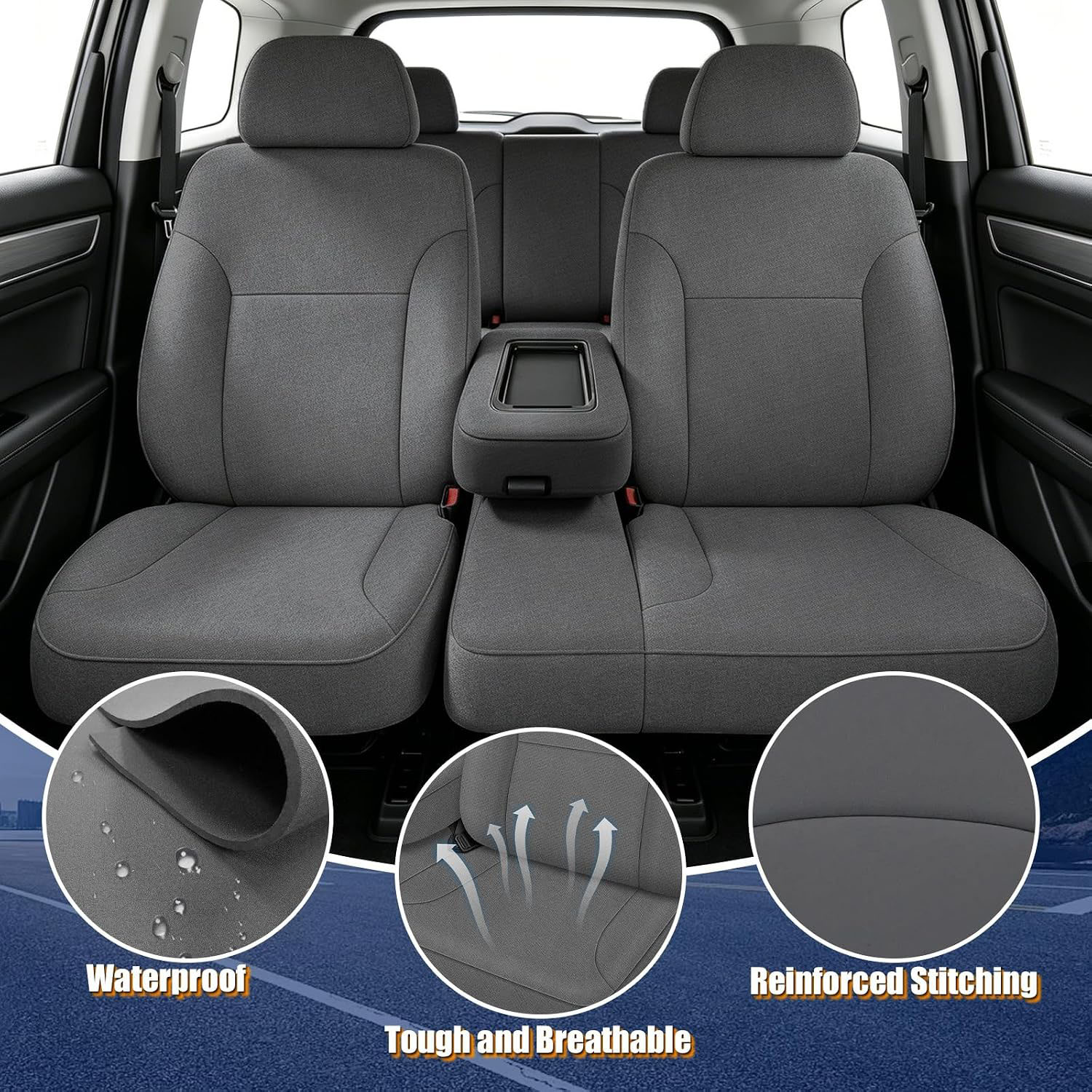 Covelta Front Seat Covers Compatible with 1995-2000 Chevy Silverado/Suburban, GMC Sierra/Tahoe/Yukon (Charcoal)