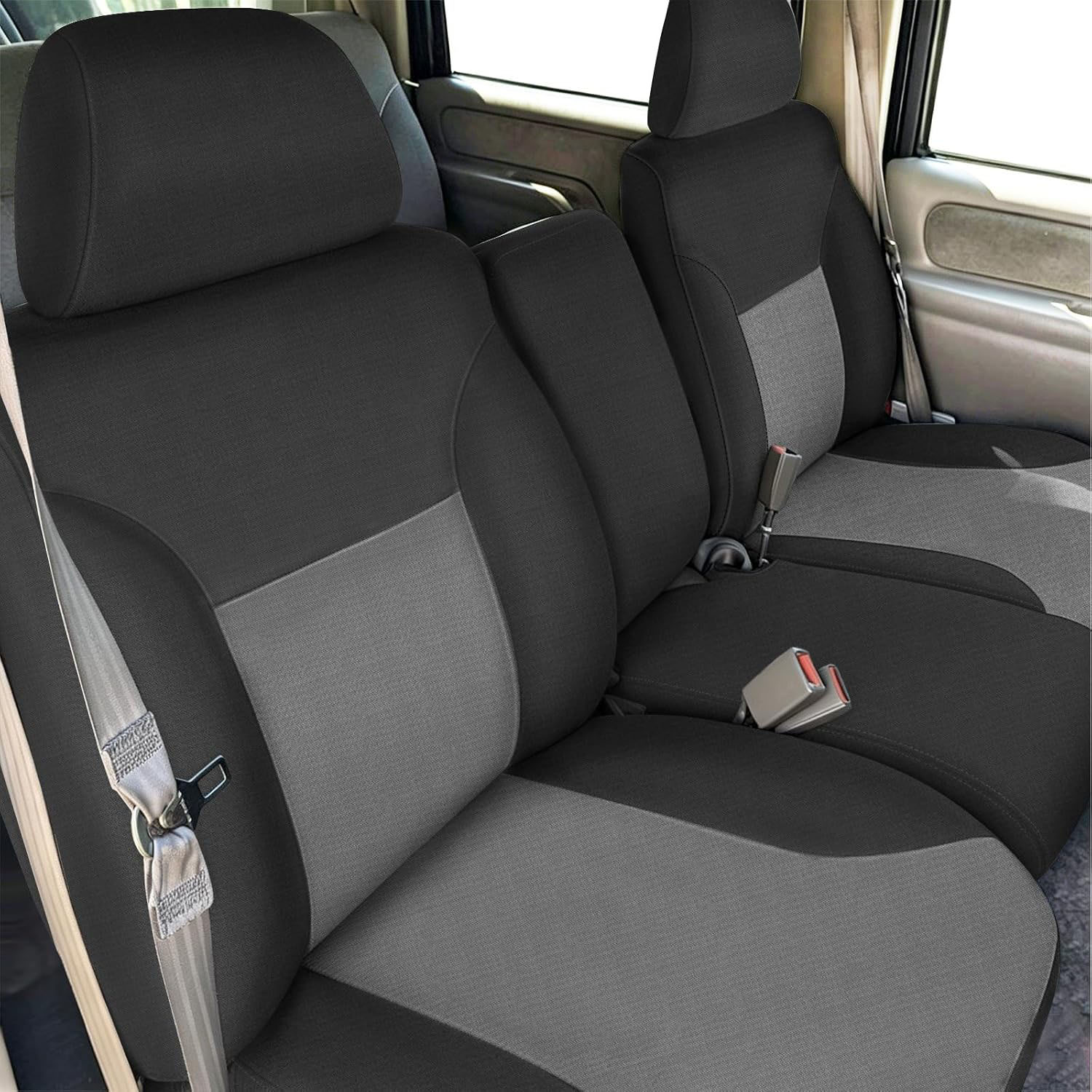 Covelta Front Seat Covers Compatible with 1995-2000 Chevy Silverado/Suburban, GMC Sierra/Tahoe/Yukon (Black&Charcoal)