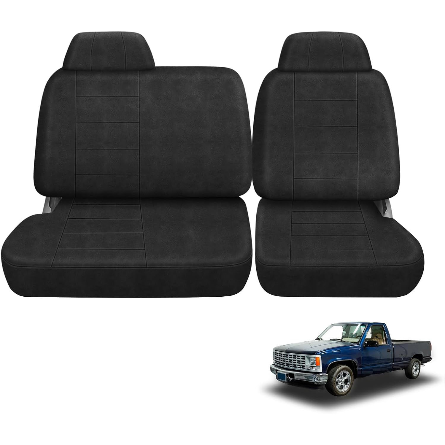 Covelta Front Bench Seat Covers Replace for 1988-1994 Chevy C/K 1500 Truck 40/60 Seat with Headrest (Black)