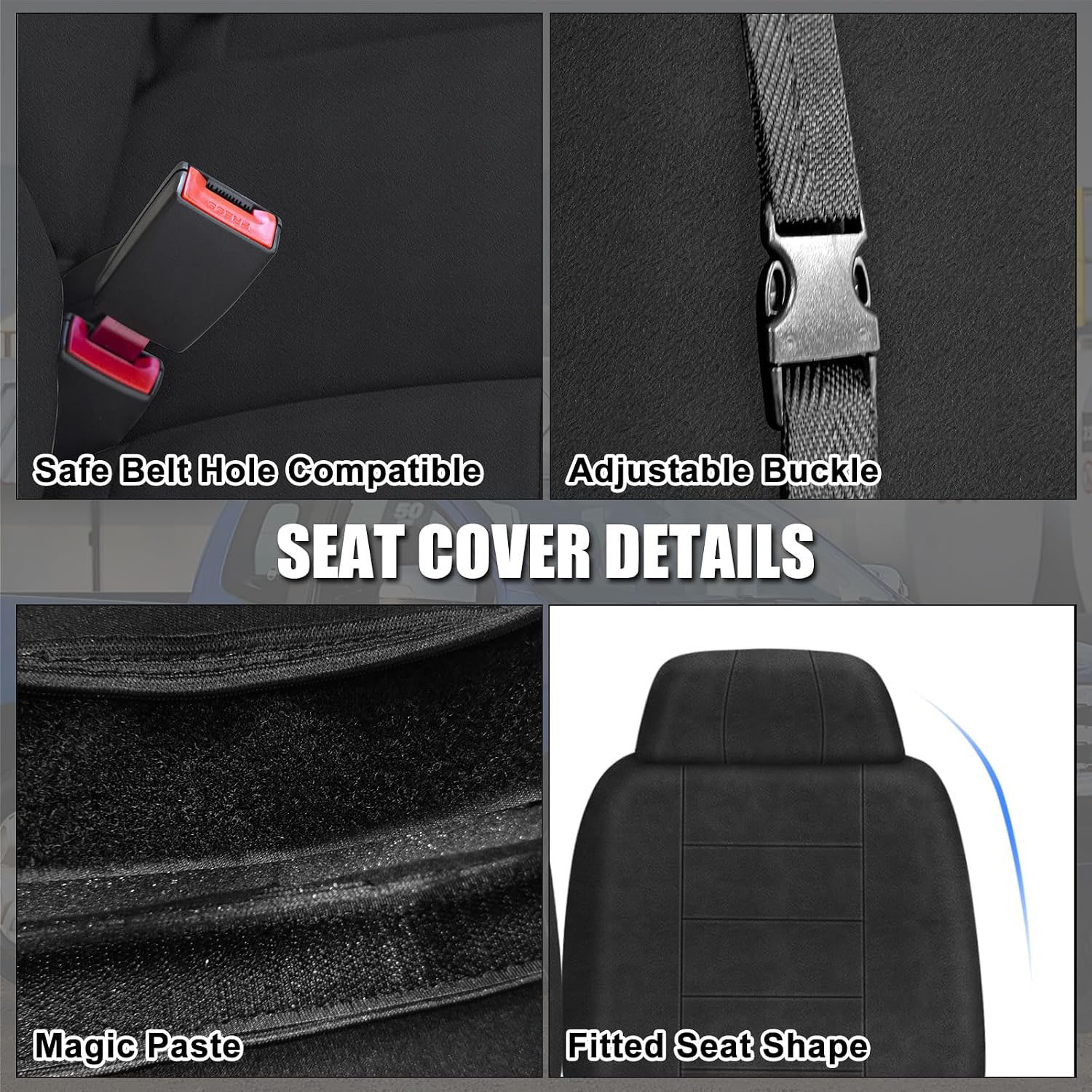 Covelta Front Bench Seat Covers Replace for 1988-1994 Chevy C/K 1500 Truck 40/60 Seat with Headrest (Black)
