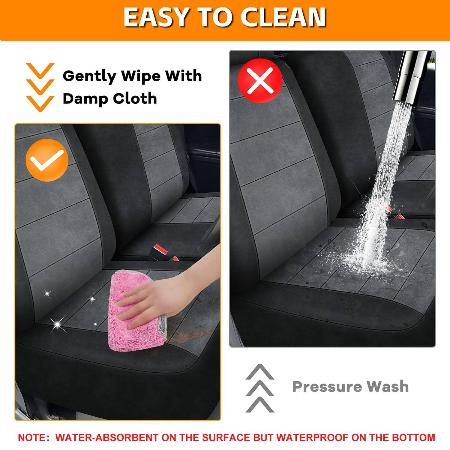 Covelta Front Bench Seat Covers Replace for 1988-1994 Chevy C/K 1500 Truck 40/60 Seat with Headrest (Black&Charcoal)