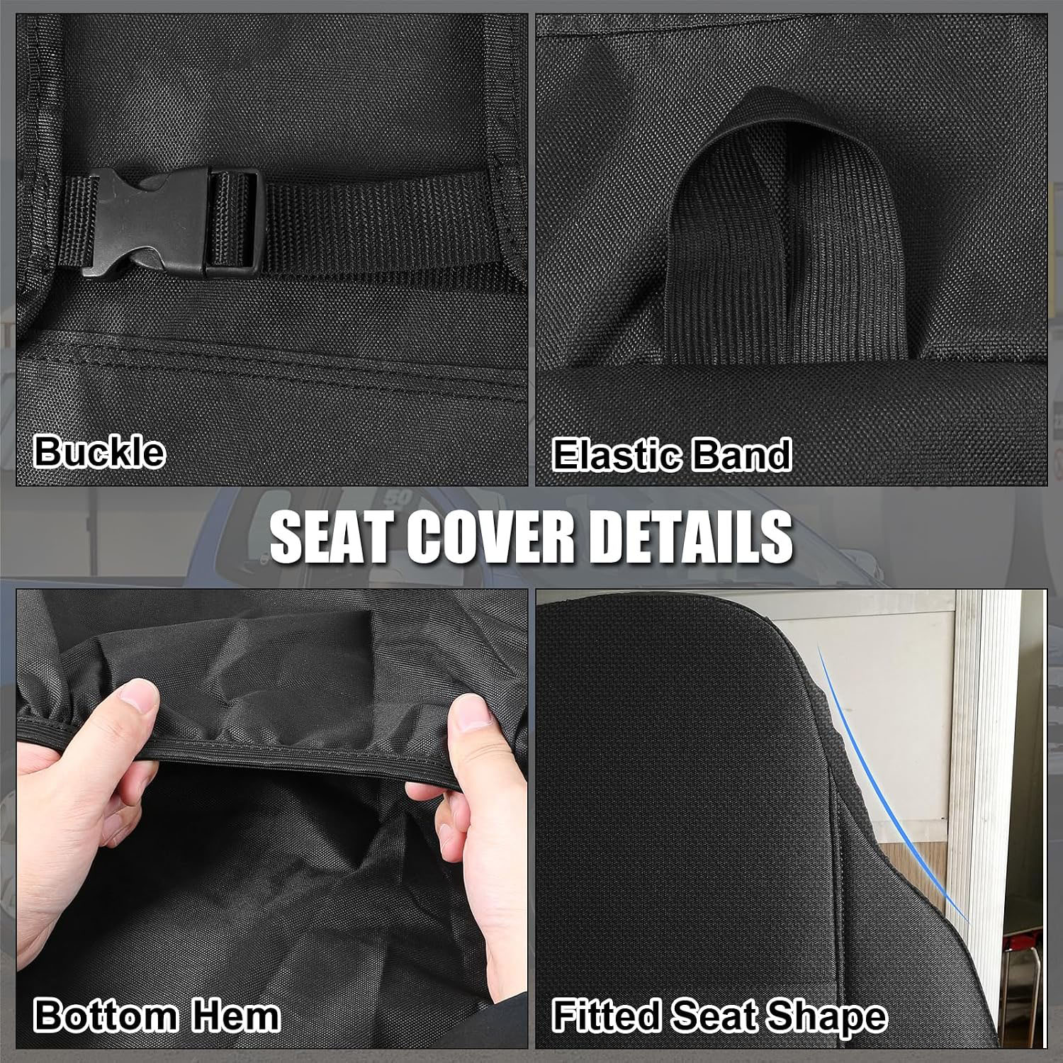 Covelta Front Seat Covers for 2010-2021 Chevy Express Bucket Seats (Black-600D Oxford)