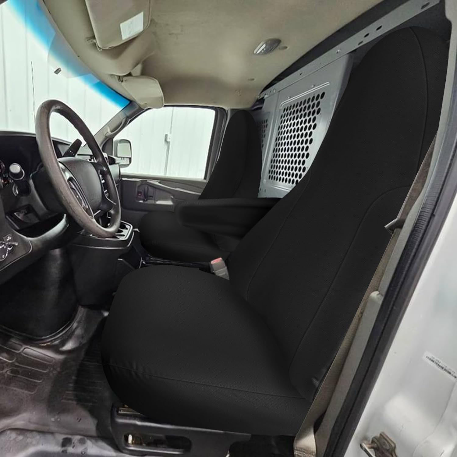 Covelta Front Seat Covers for 2010-2021 Chevy Express Bucket Seats (Black-600D Oxford)