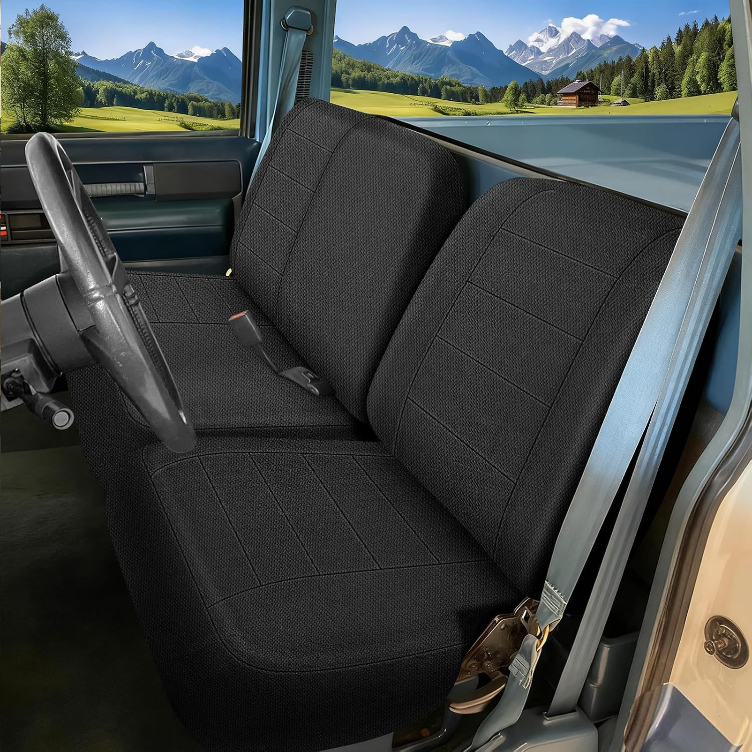Covelta Front Bench Seat Covers Replace for 1988-1994 Chevy C/K 1500 Pickup 40/60 Seat Without Headrests