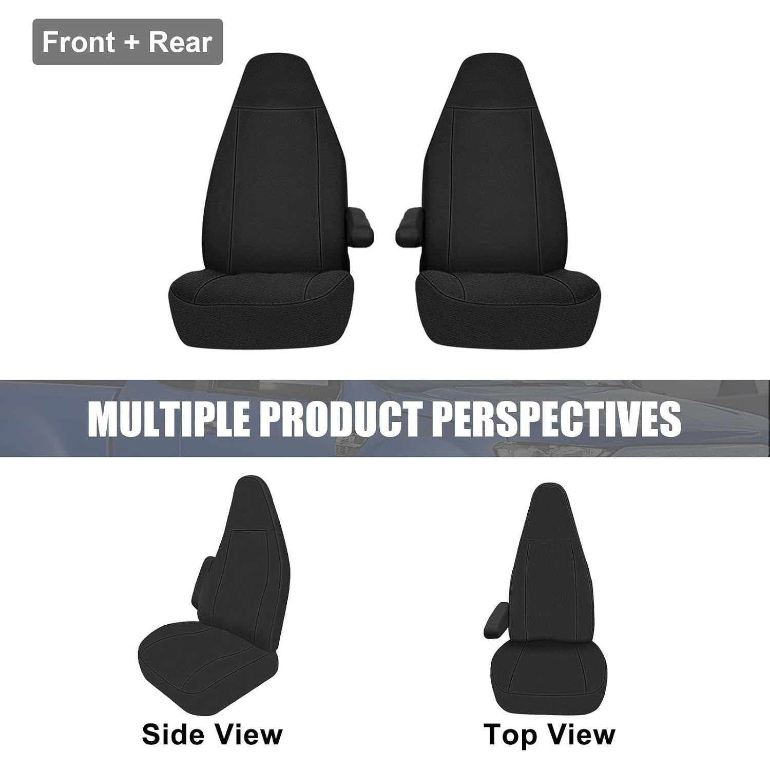 Covelta Seat Cover for 1996-2009 Chevy Express & GMC Savanna with Molded Headrests & Inside Armrest (Black)