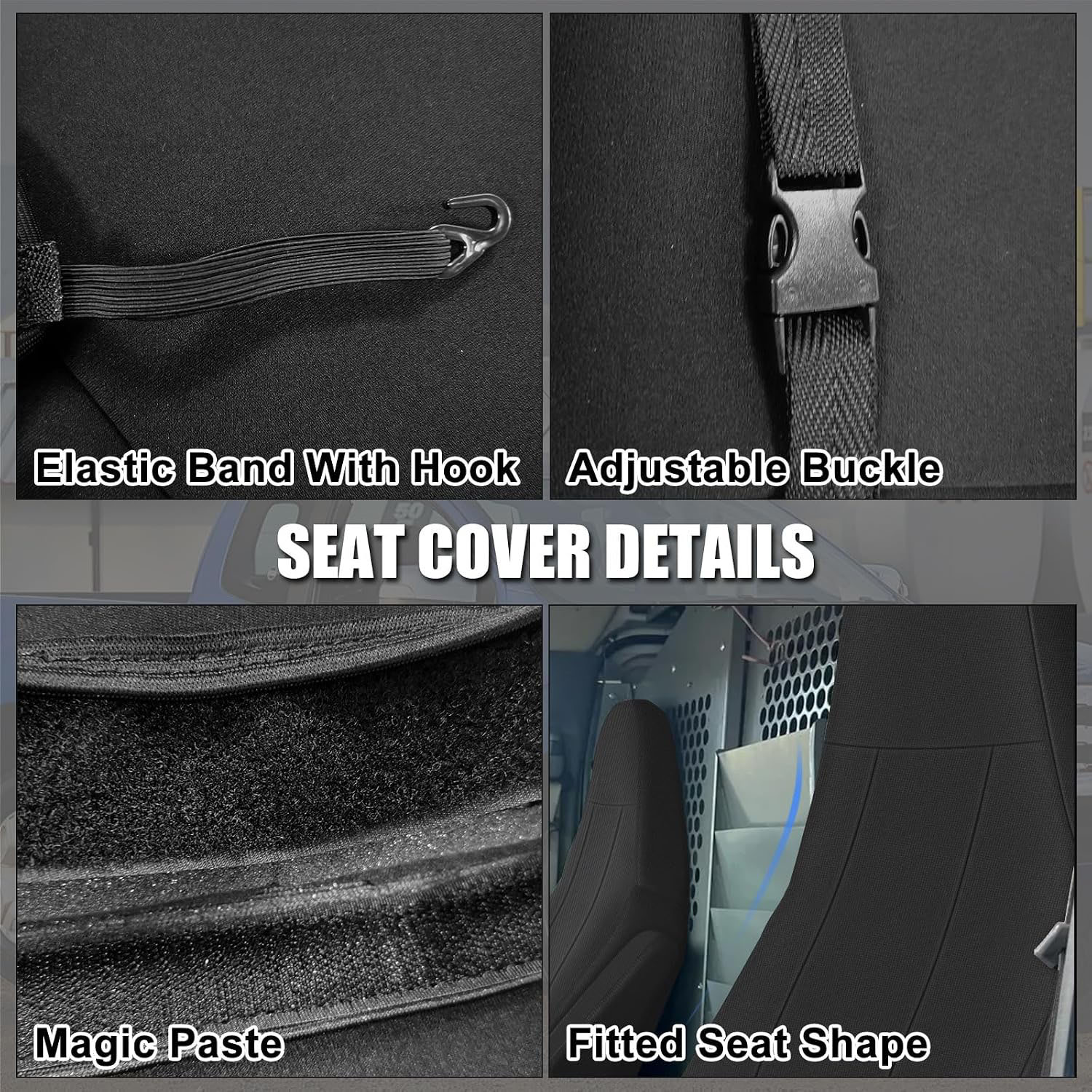 Covelta Seat Cover for 1996-2009 Chevy Express & GMC Savanna with Molded Headrests & Inside Armrest (Black)