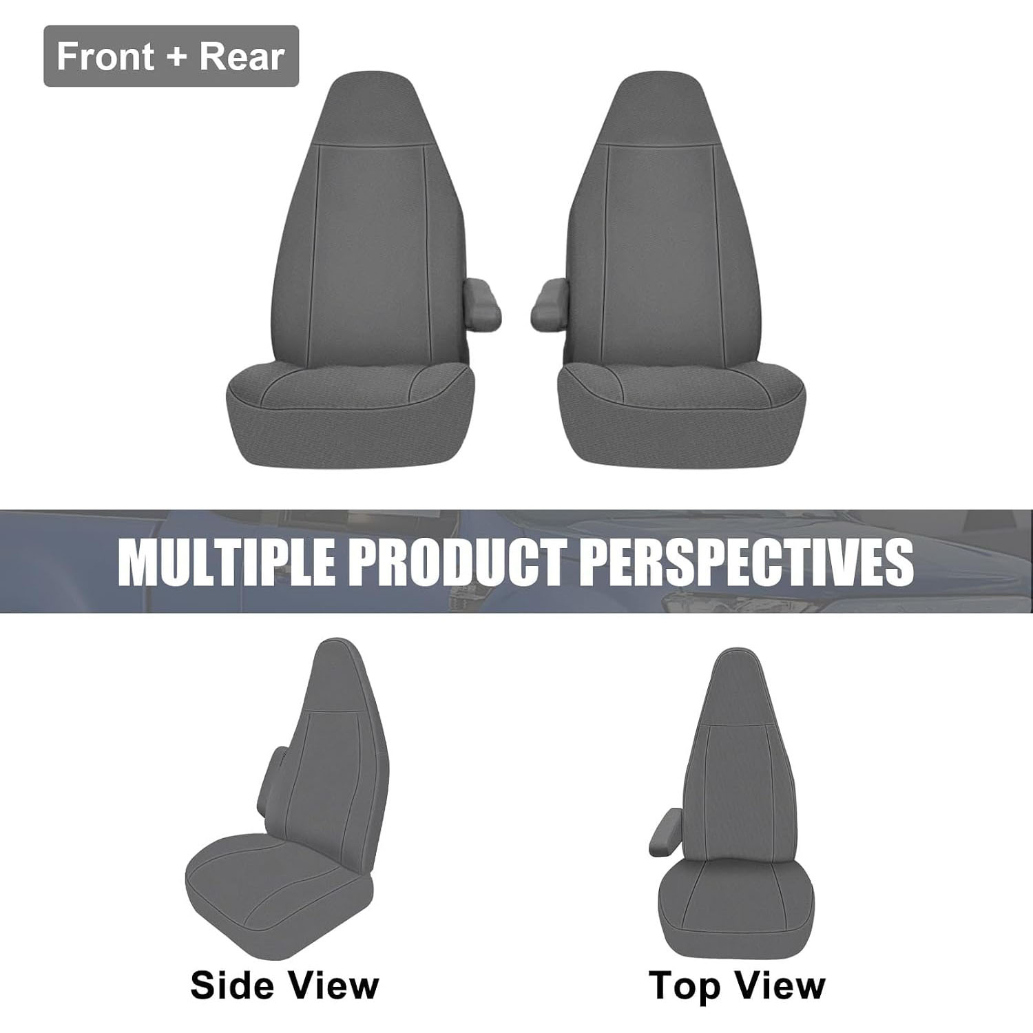 Covelta Seat Cover for 1996-2009 Chevy Express & GMC Savanna with Molded Headrests & Inside Armrest (Gray)