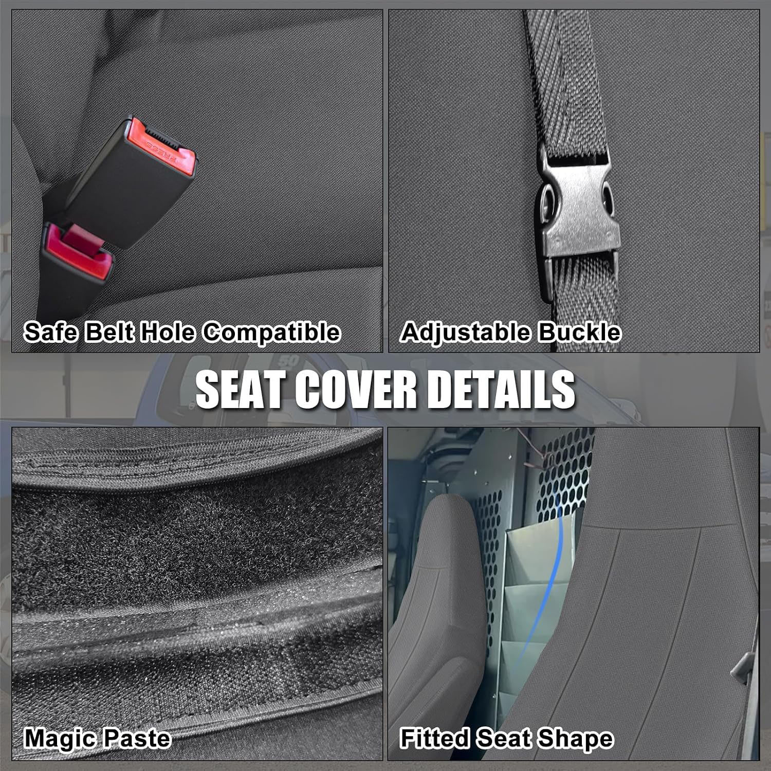 Covelta Seat Cover for 1996-2009 Chevy Express & GMC Savanna with Molded Headrests & Inside Armrest (Gray)