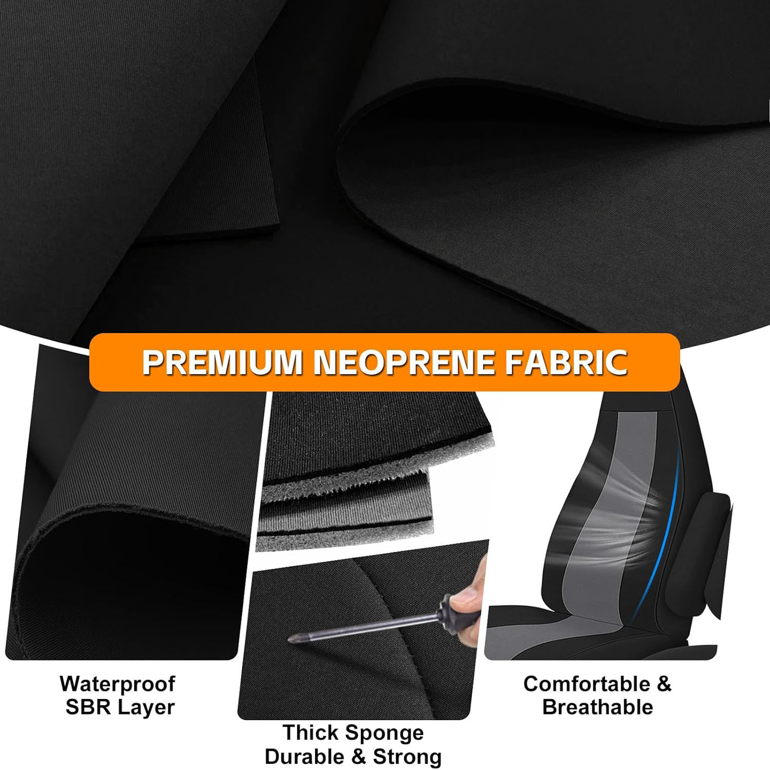 Covelta Seat Cover for 1996-2009 Chevy Express & GMC Savanna with Molded Headrests & Inside Armrest (Black&Charcoal)