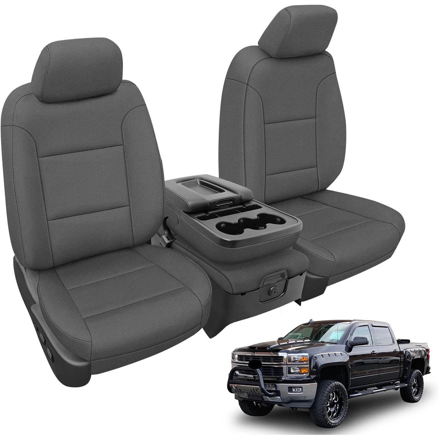 Covelta Front Seat Covers Compatible with 2014-2018 Chevy Silverado/GMC Sierra 1500 (Gray)