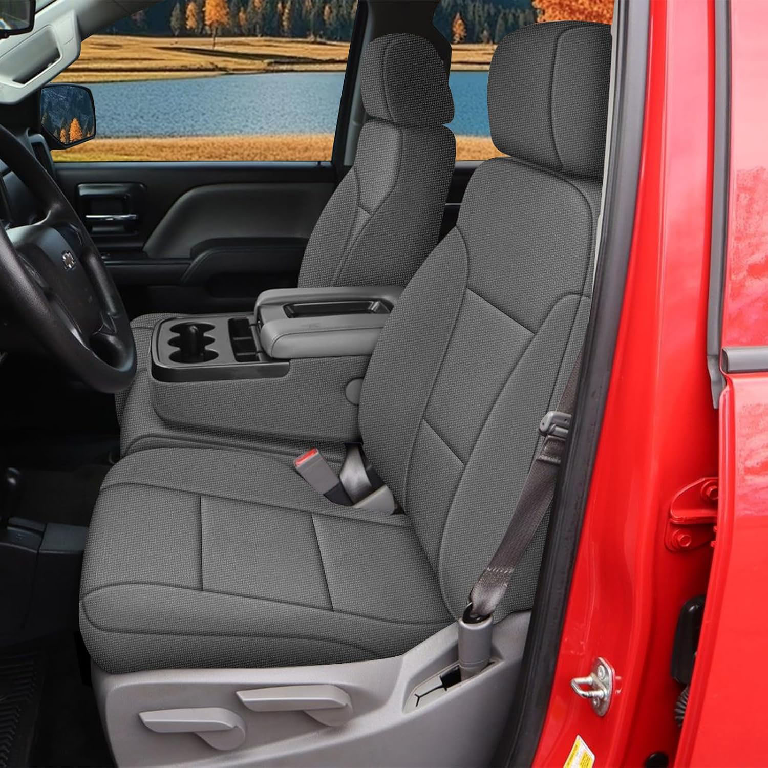 Covelta Front Seat Covers Compatible with 2014-2018 Chevy Silverado/GMC Sierra 1500 (Gray)