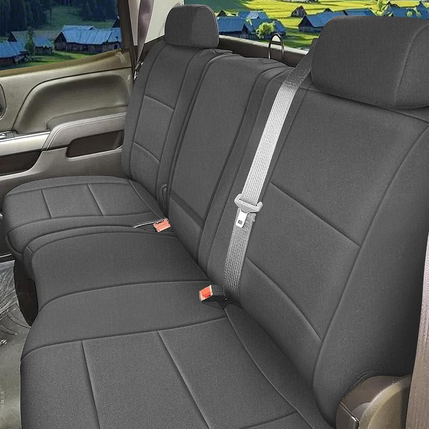Covelta Full Set Seat Covers Compatible with 2014-2018 Chevy Silverado/GMC Sierra 1500 (Gray)