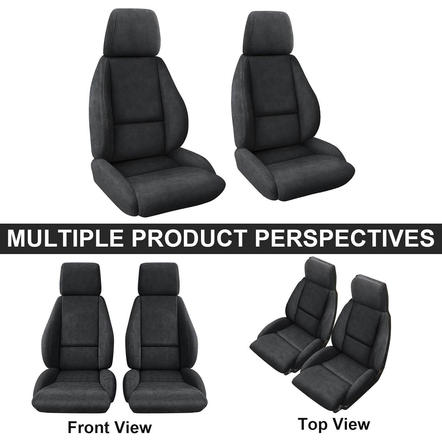 Covelta Velvet Front Seat Covers Custom-made for 1984-1993 Chevy Corvette C4 (Black-Velvet)