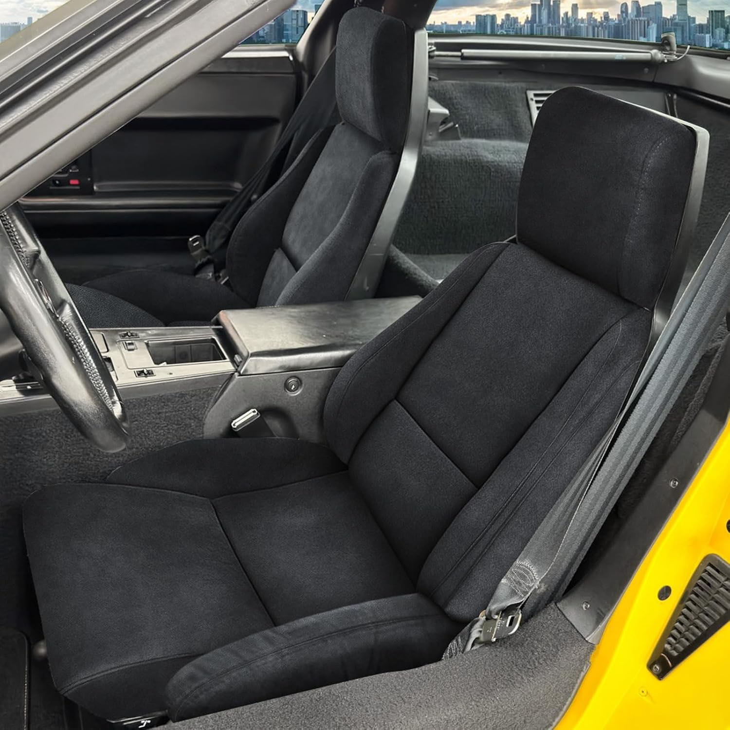 Covelta Velvet Front Seat Covers Custom-made for 1984-1993 Chevy Corvette C4 (Black-Velvet)
