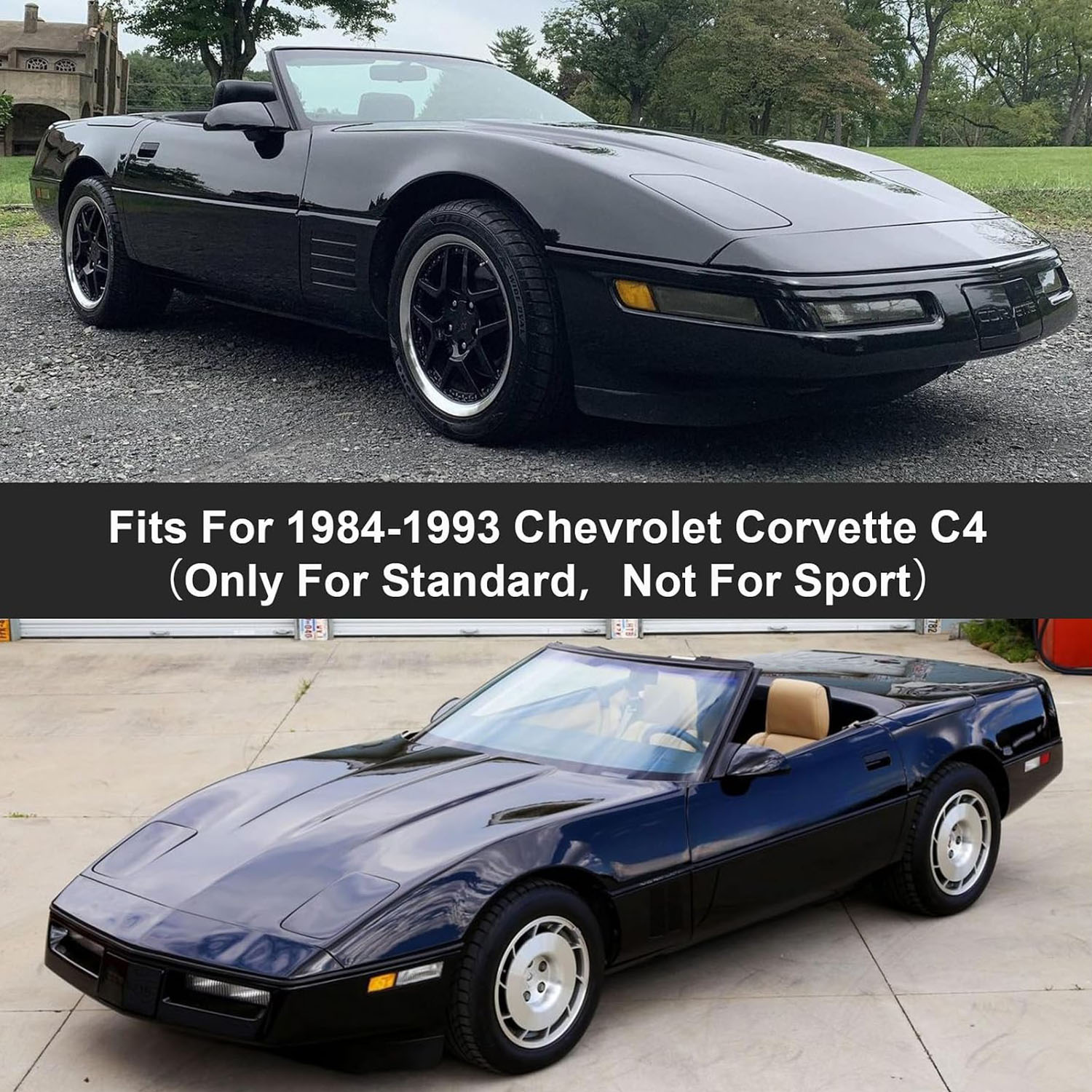 Covelta Velvet Front Seat Covers Custom-made for 1984-1993 Chevy Corvette C4 (Black-Velvet)