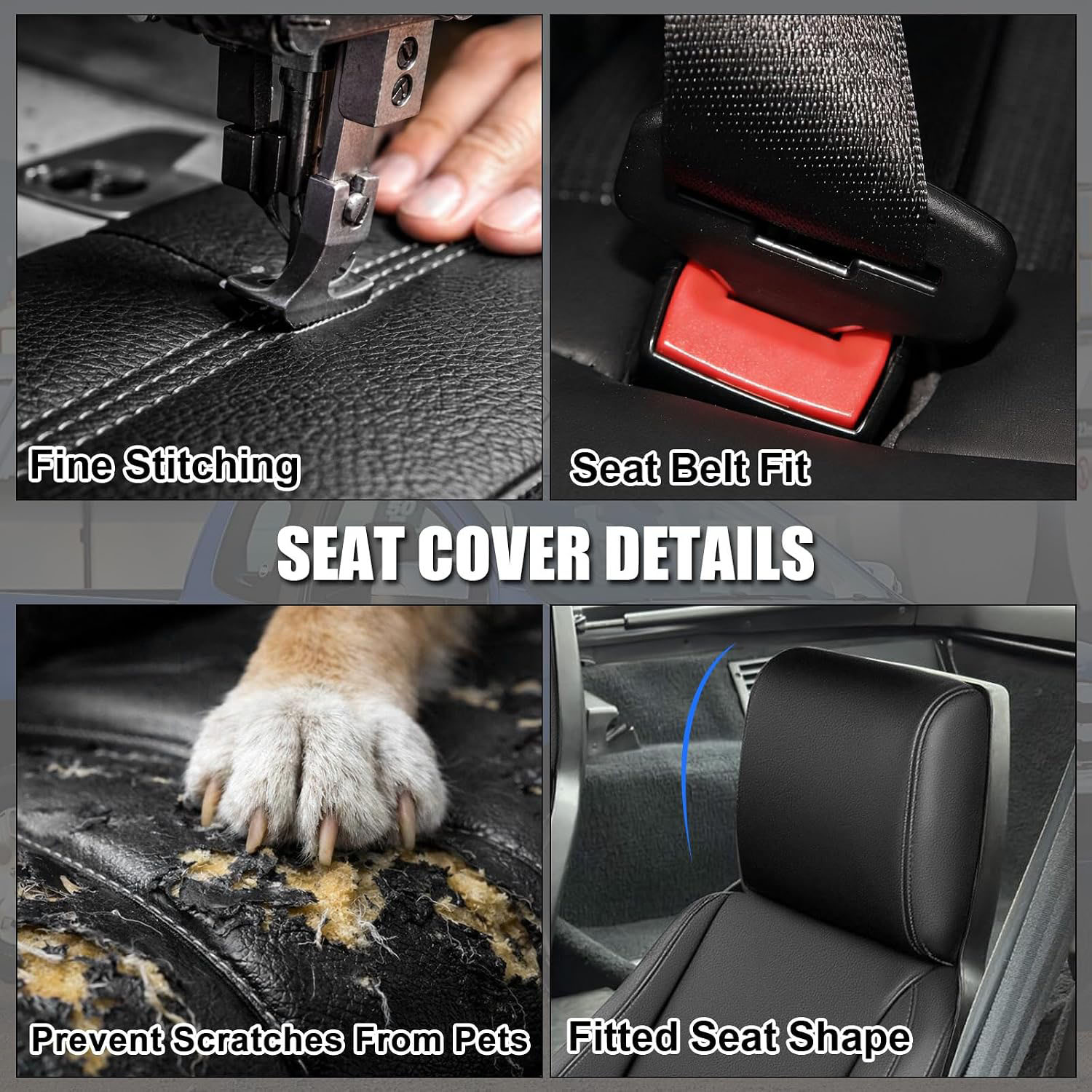 Covelta Velvet Front Seat Covers Custom-made for 1984-1993 Chevy Corvette C4 (Black-Leather)